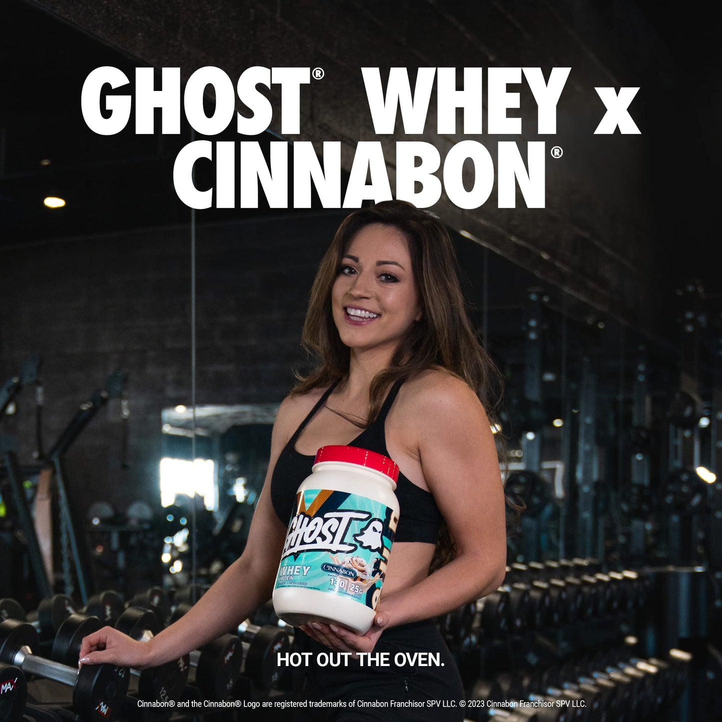 GHOST Whey Protein Powder, Cinnabon - 2LB Tub, 25G of Protein - Cinnamon Roll Flavore GHOSTUS supplements