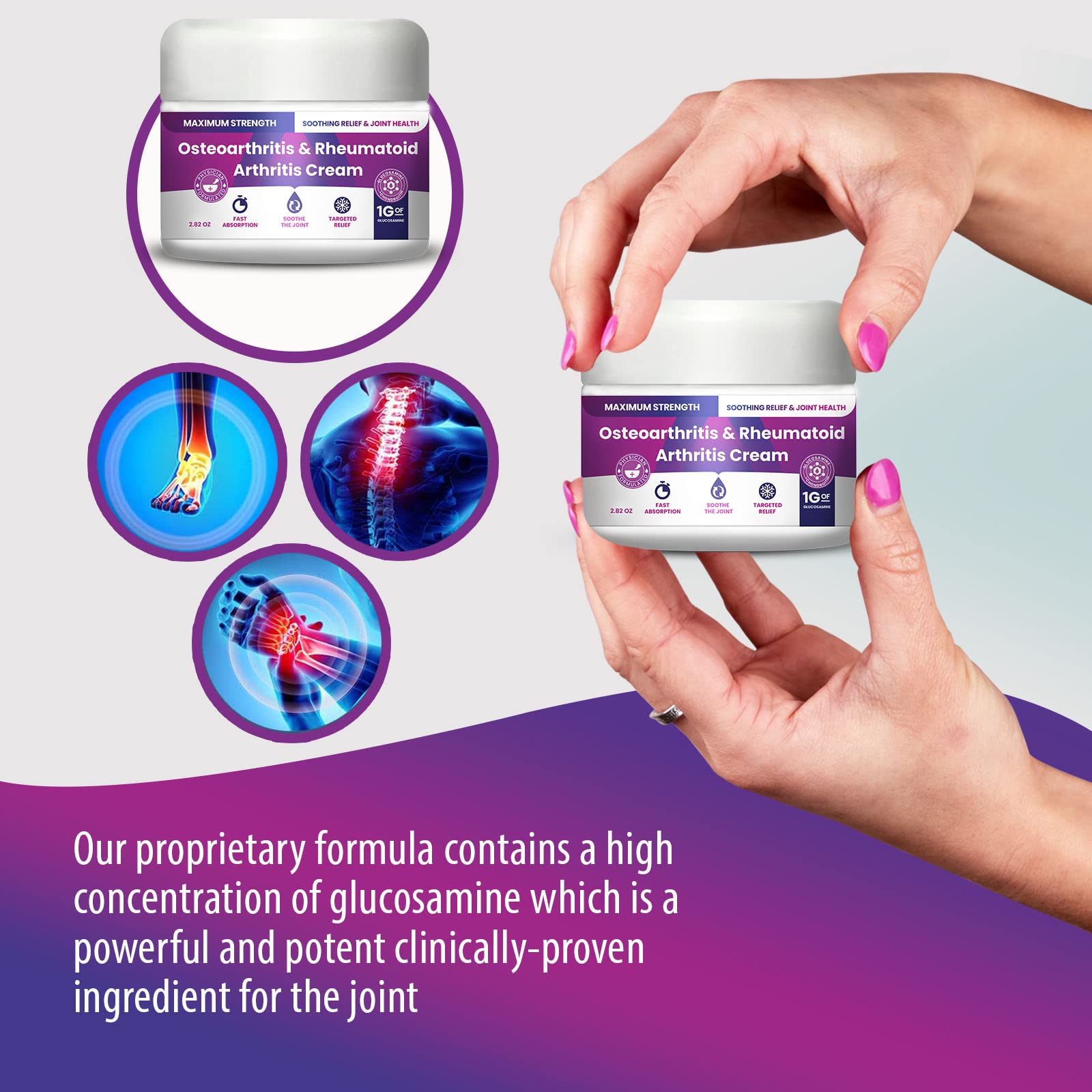 Osteoarthritis And Rhematoid Arthritis Cream By PMT – Soothing Relief For Your Knees and Hands. Includes 1 Gram Of Glucosamine; Arnica, Arginine, Glucosamine, Aloe - Cooling relief for Hands and Knees M PAIN MANAGEMENT TECHNOLOGIESAu supplements