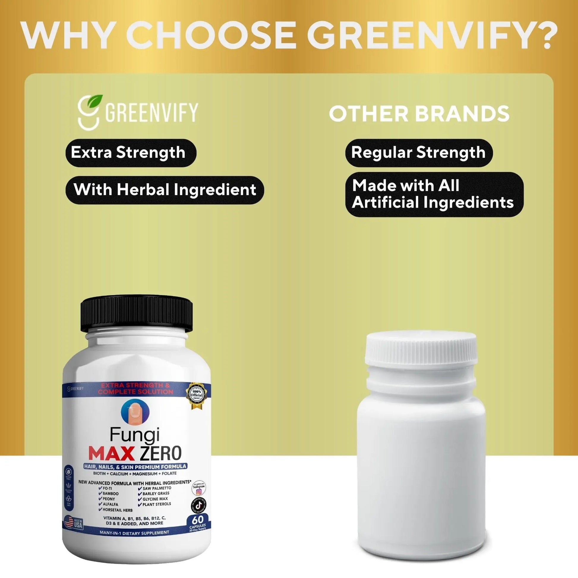 GREENVIFY Fungi Max Zero Hair, Nails & Skin Supplement. (1) GREENVIFYnz supplements