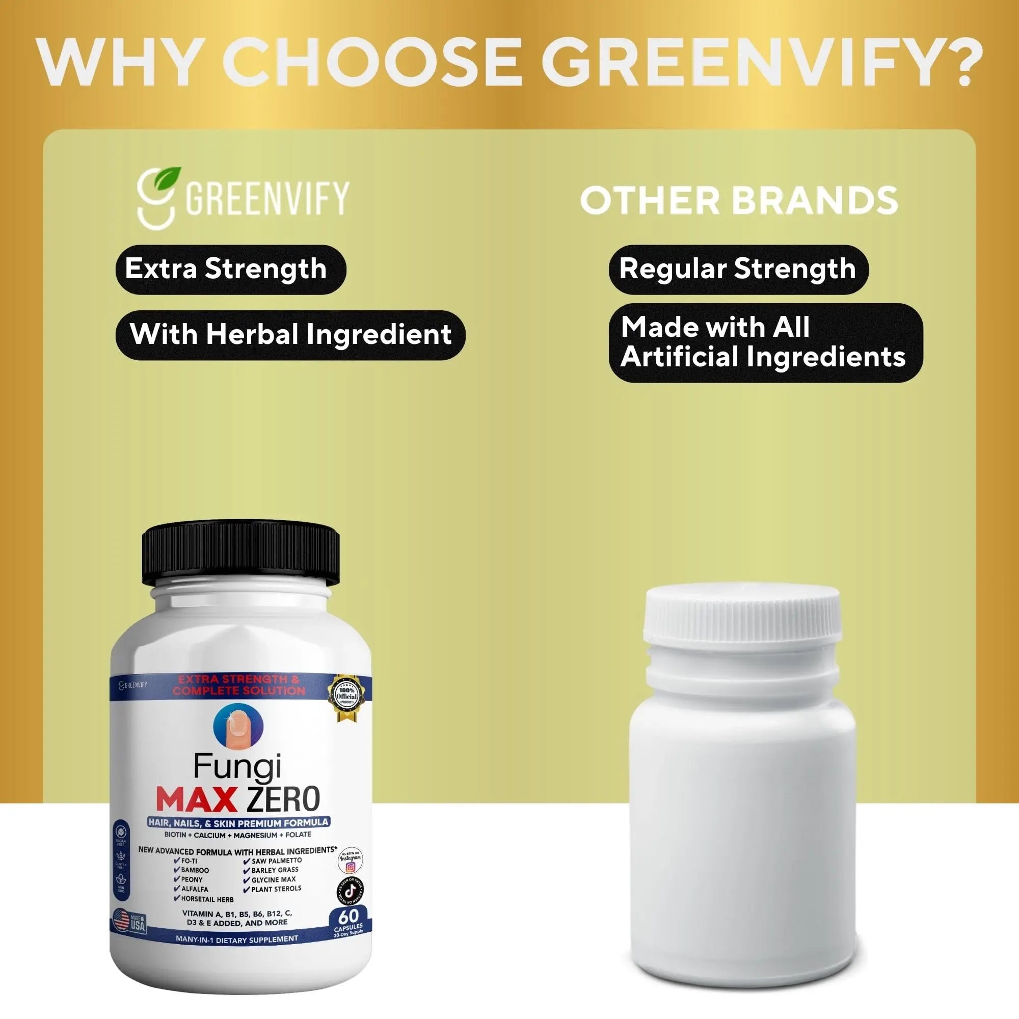 GREENVIFY Fungi Max Zero Hair, Nails & Skin Supplement. (1) GREENVIFYnz supplements