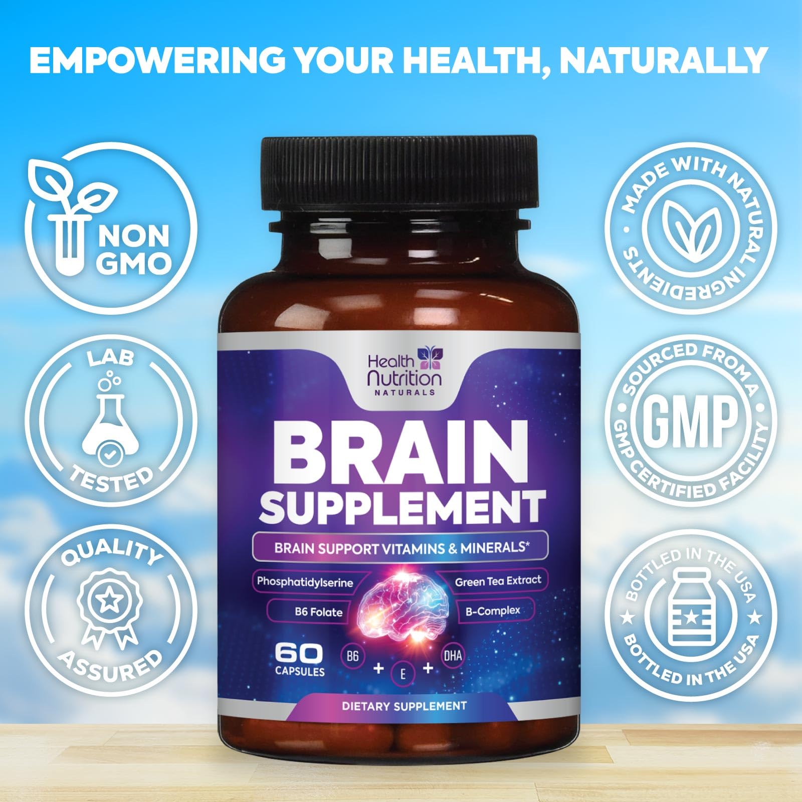Brain Memory Supplement - 3X Strength Nootropics for Concentration, Clarity & Focus Support - Brain Health Cognitive Vitamins with Bacopa, Phosphatidylserine & DMAE 609mg, Brain Booster, 60 Capsules Health Nutrition NaturalsAu supplements