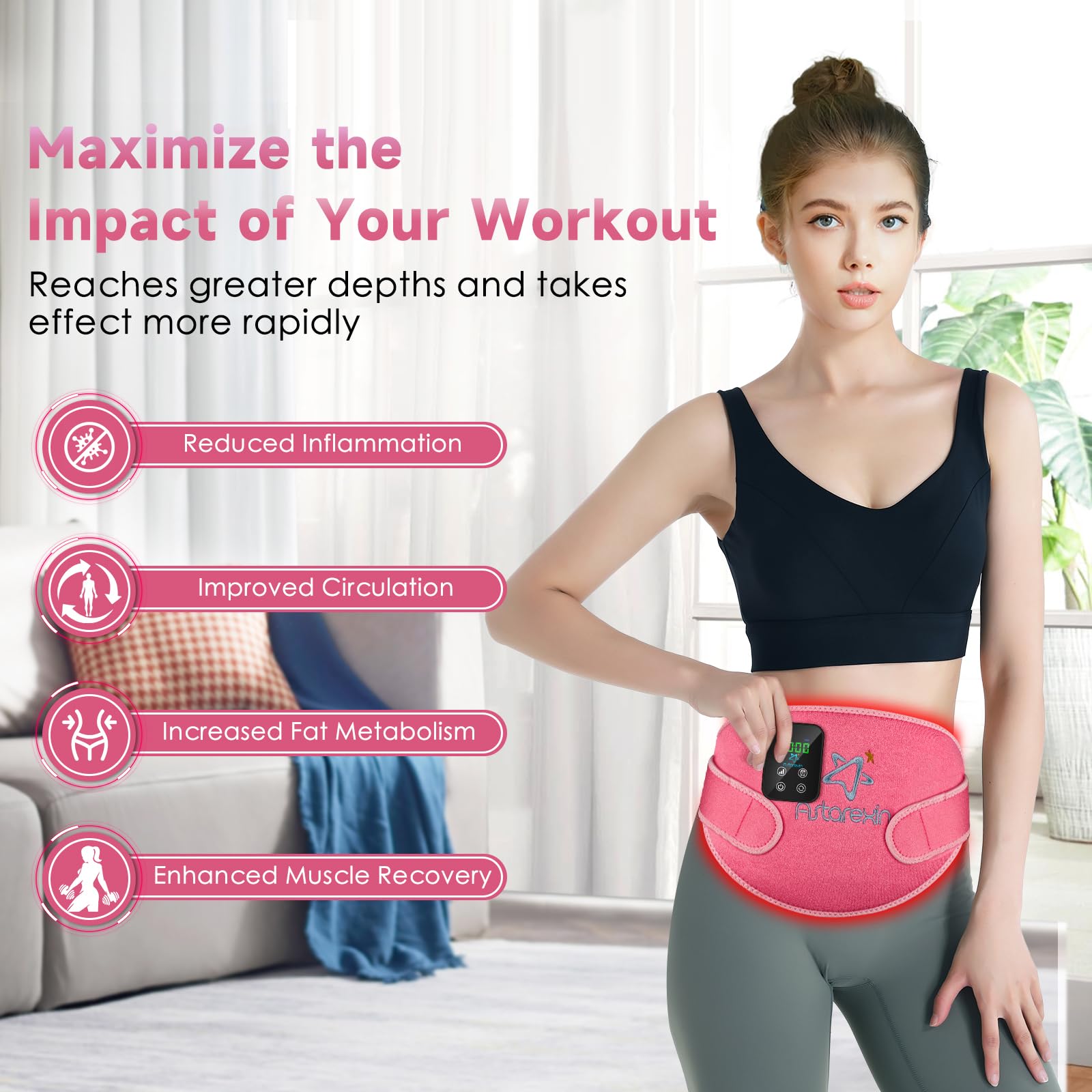 Red Light Therapy Belt Pad: Near Infrared Lamp Pain Relief 156 LEDs Wrap Body Heating Pads AstarexinAu supplements