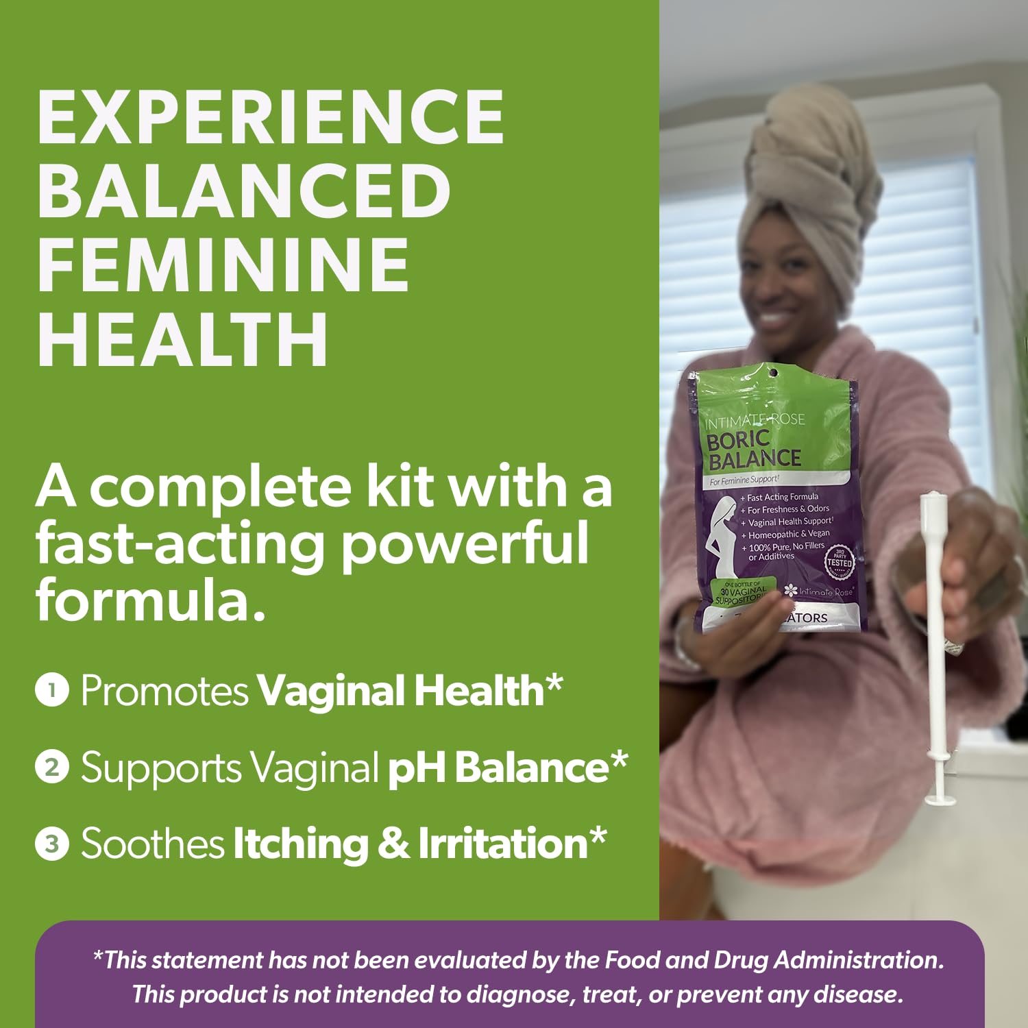 Intimate Rose Boric Acid Vaginal Suppositories - 30 Count (600mg) + 30 Applicators - Feminine Balance, Vaginal Odor, Promote Vaginal Health Intimate RoseUS supplements