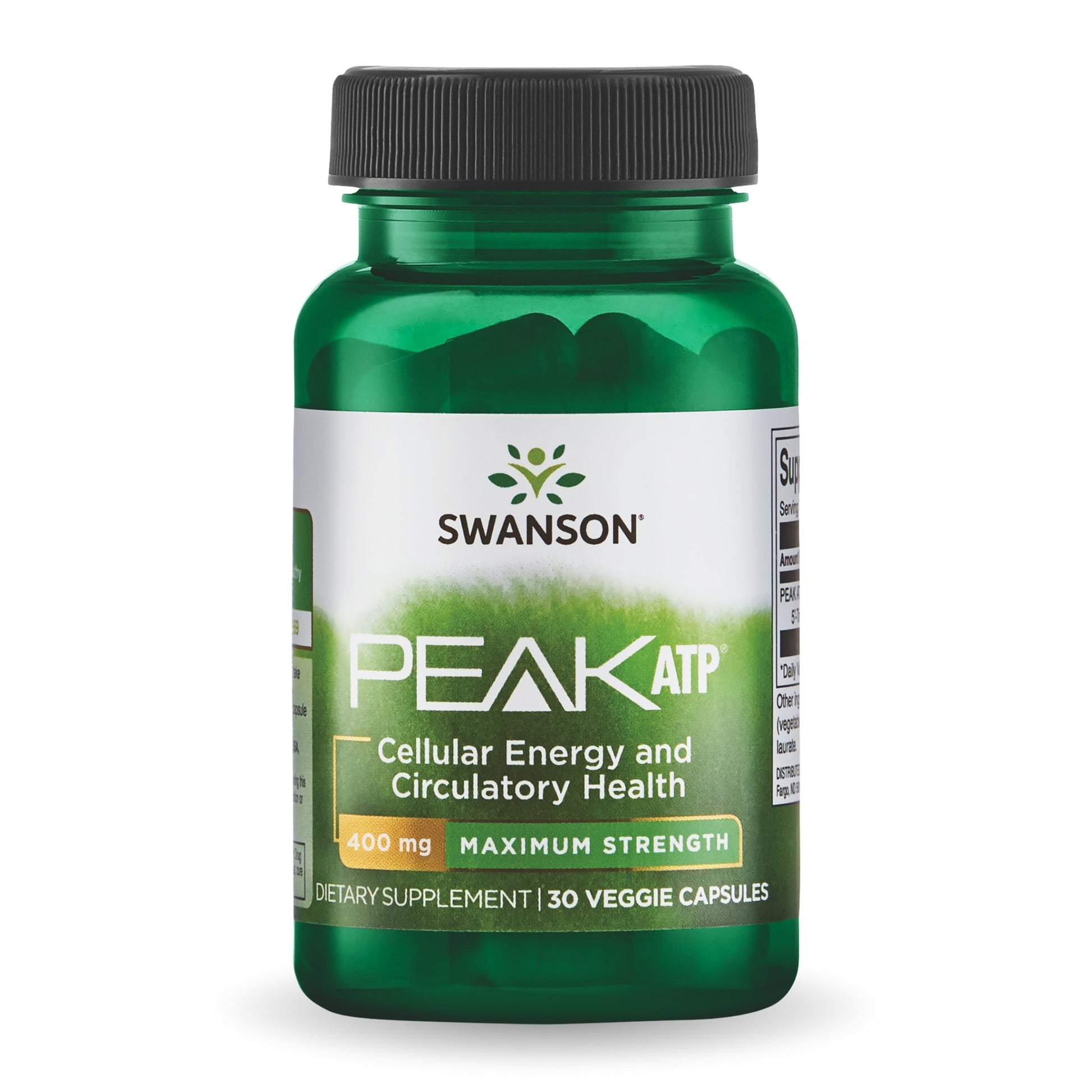 Swanson Maximum Strength Peak ATP-Natural Supplement Promoting Cellular Energy Support-Supports Physical Performance and Promotes Healthy Blood Flow Support-(30 Veggie Capsules, 400mg Each) 1 Pack SwansonAu supplements