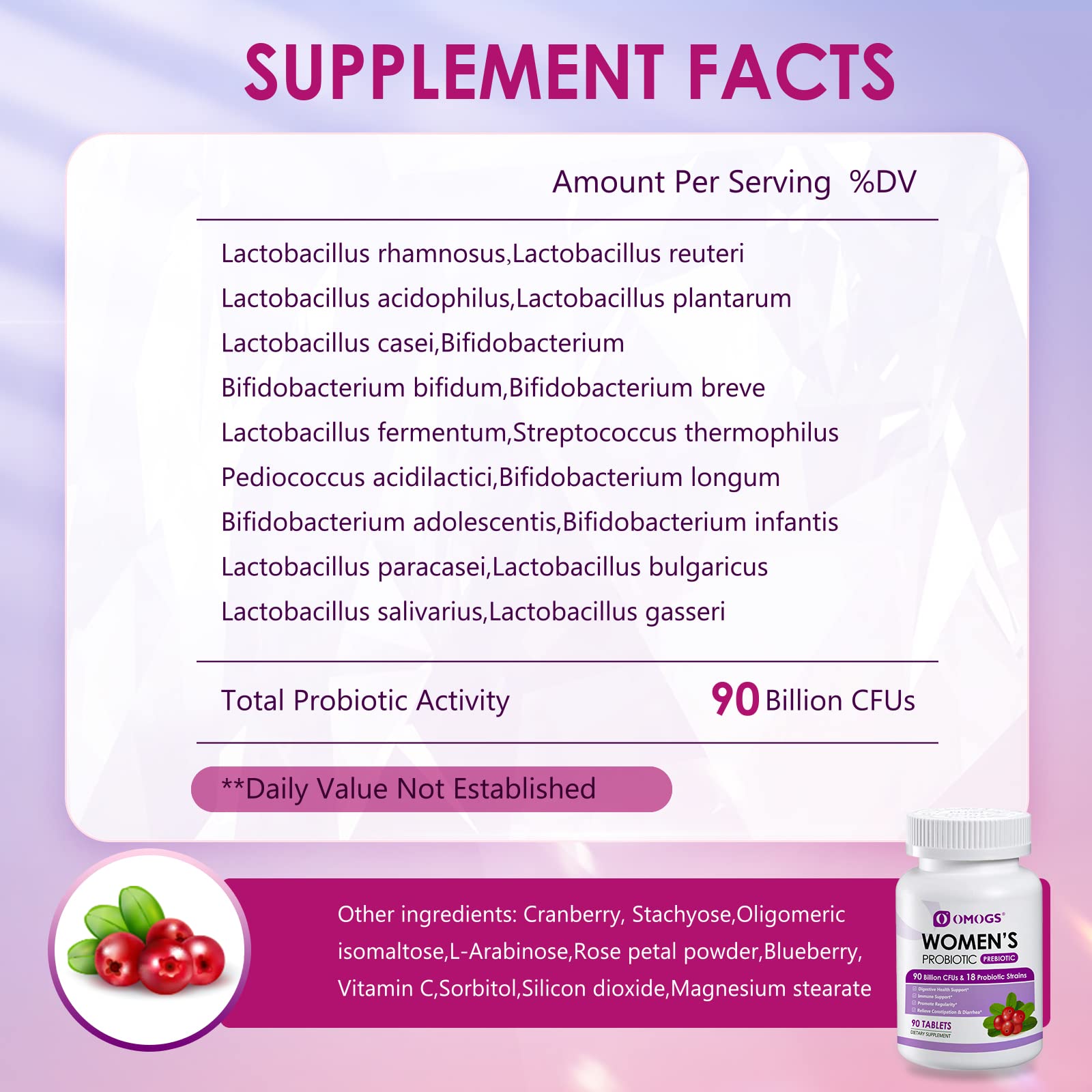 OMOGS Women's Probiotic,with Cranberry Extract and Organic Prebiotics,90 Billion CFUs OMOGSAu supplements