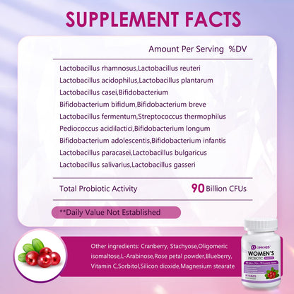 OMOGS Women's Probiotic,with Cranberry Extract and Organic Prebiotics,90 Billion CFUs OMOGSUS supplements