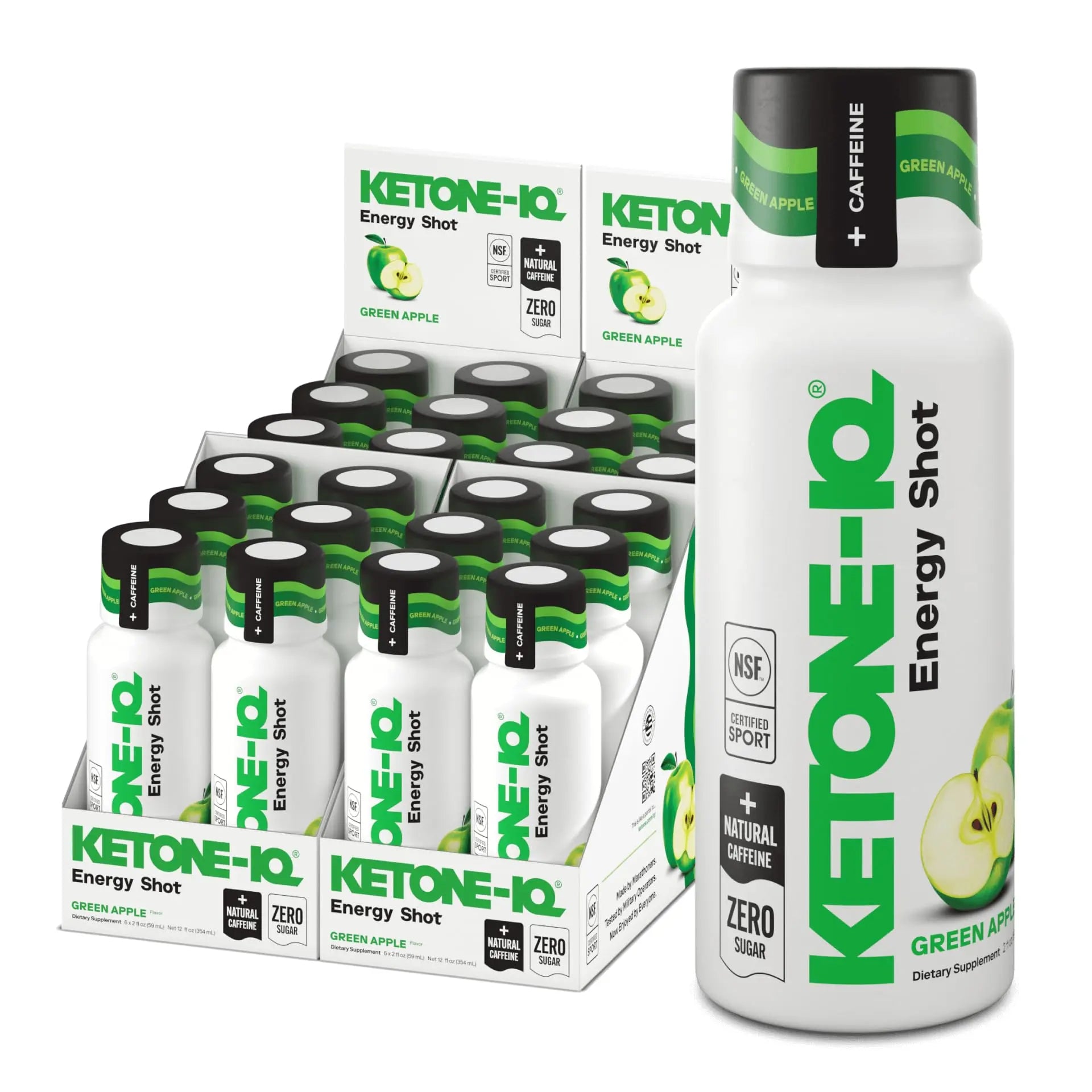 Ketone-IQ Ketone Energy Shots - 100mg Green Tea Caffeine, 5g Exogenous Ketones, and B Vitamins - 24 On The Go Caffeine Shots - Fast Acting Energy Drink (Green Apple) Ketone-IQAu supplements