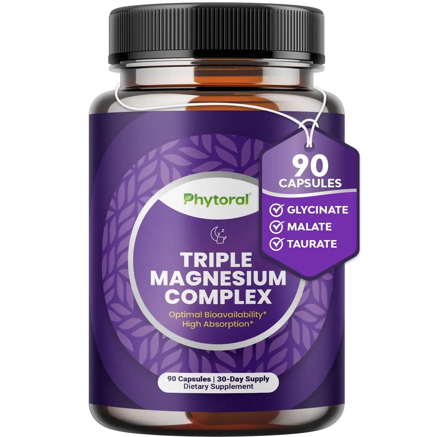 Highly Potent Magnesium Complex Capsules - Triple Magnesium Blend with Taurate Glycinate and Malate - 400mg Supplement Supports Relaxation & Overall Wellness Non-GMO Vegan - 90 Count PhytoralAu supplements