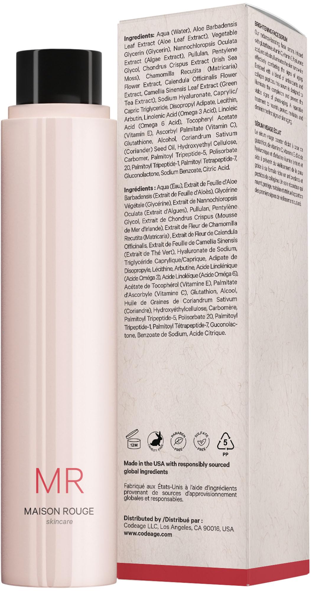 Maison Rouge Brightening Face Serum Refill by Codeage – Glutathione, Vitamin C, E, Hyaluronic Acid & Collagen – Radiance & Antioxidant Support – Paraben-Free – For All Skin Types – 1.7 fl oz CodeageAu supplements