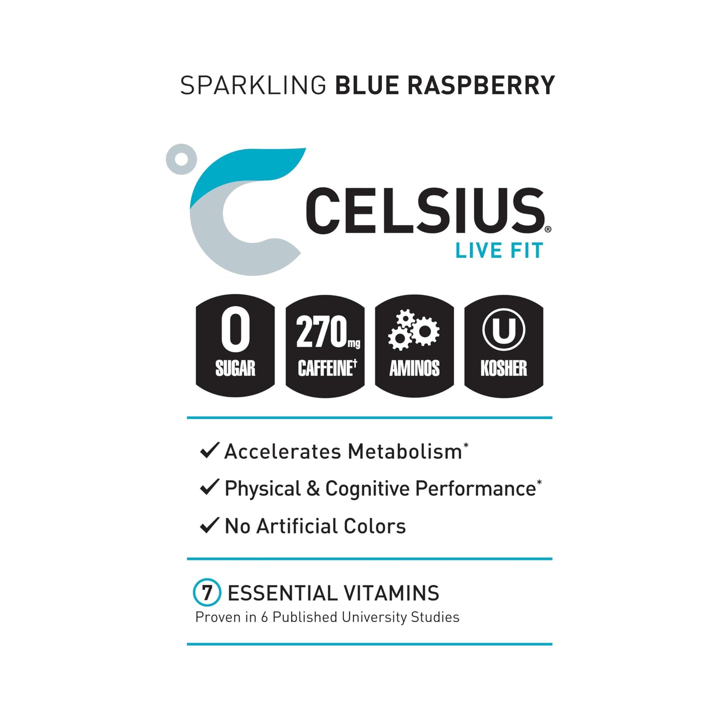 CELSIUS ESSENTIALS, Sparkling Blue Crush, Performance Energy Drink 16 Fl Oz (Pack of 12) CELSIUSUS supplements