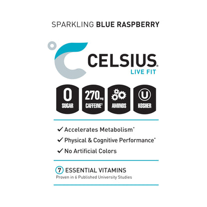 CELSIUS ESSENTIALS, Sparkling Blue Crush, Performance Energy Drink 16 Fl Oz (Pack of 12) CELSIUSUS supplements