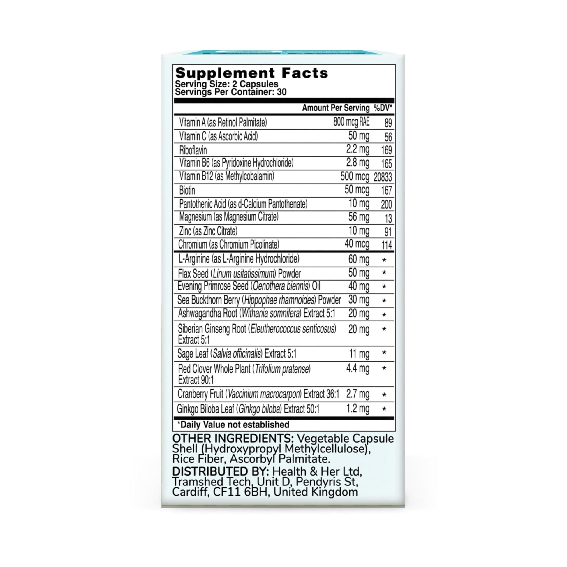 Health & Her Menopause Supplements for Women - Multi-Nutrient Support, Menopause Vitamins for Energy, Bones, Muscles, Skin & Hair, Vegan, Gluten-Free, Non GMO (60ct - 1 Month) Health and HerAu supplements