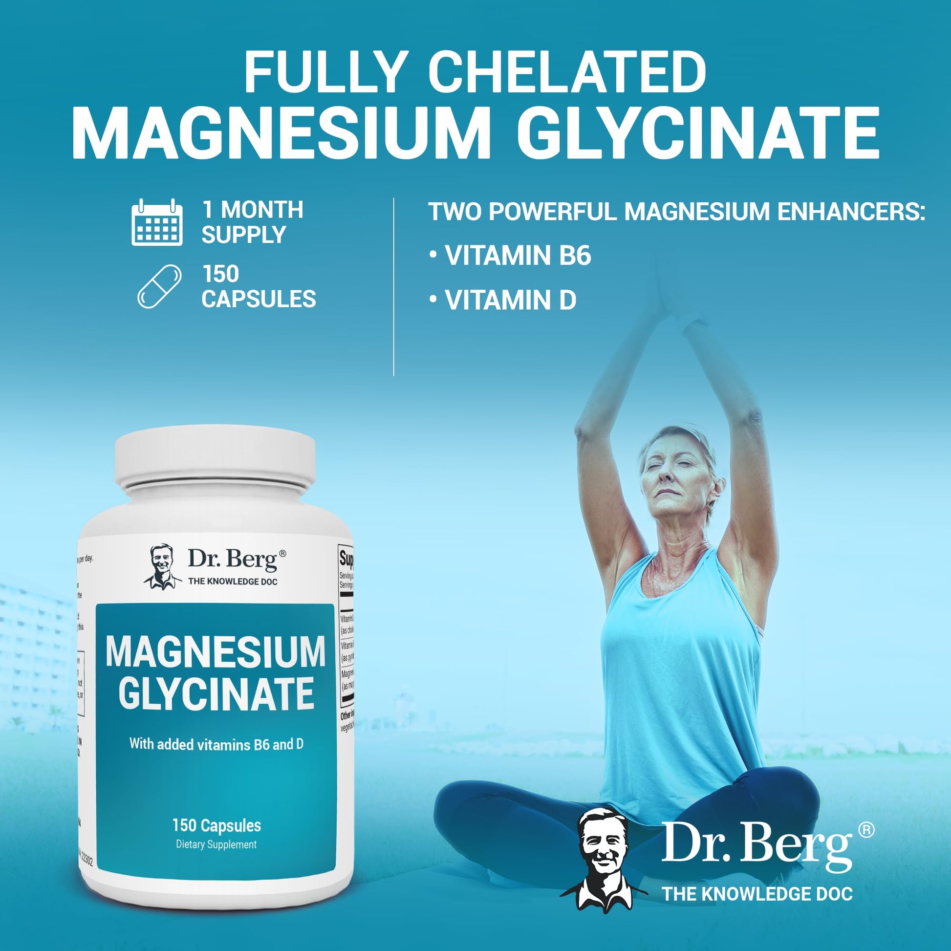 Dr. Berg's Magnesium Glycinate 400mg - Fully Chelated Veg Capsules for Stress Dr. Berg NutritionalsUS supplements