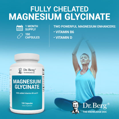 Dr. Berg's Magnesium Glycinate 400mg - Fully Chelated Veg Capsules for Stress Dr. Berg NutritionalsUS supplements