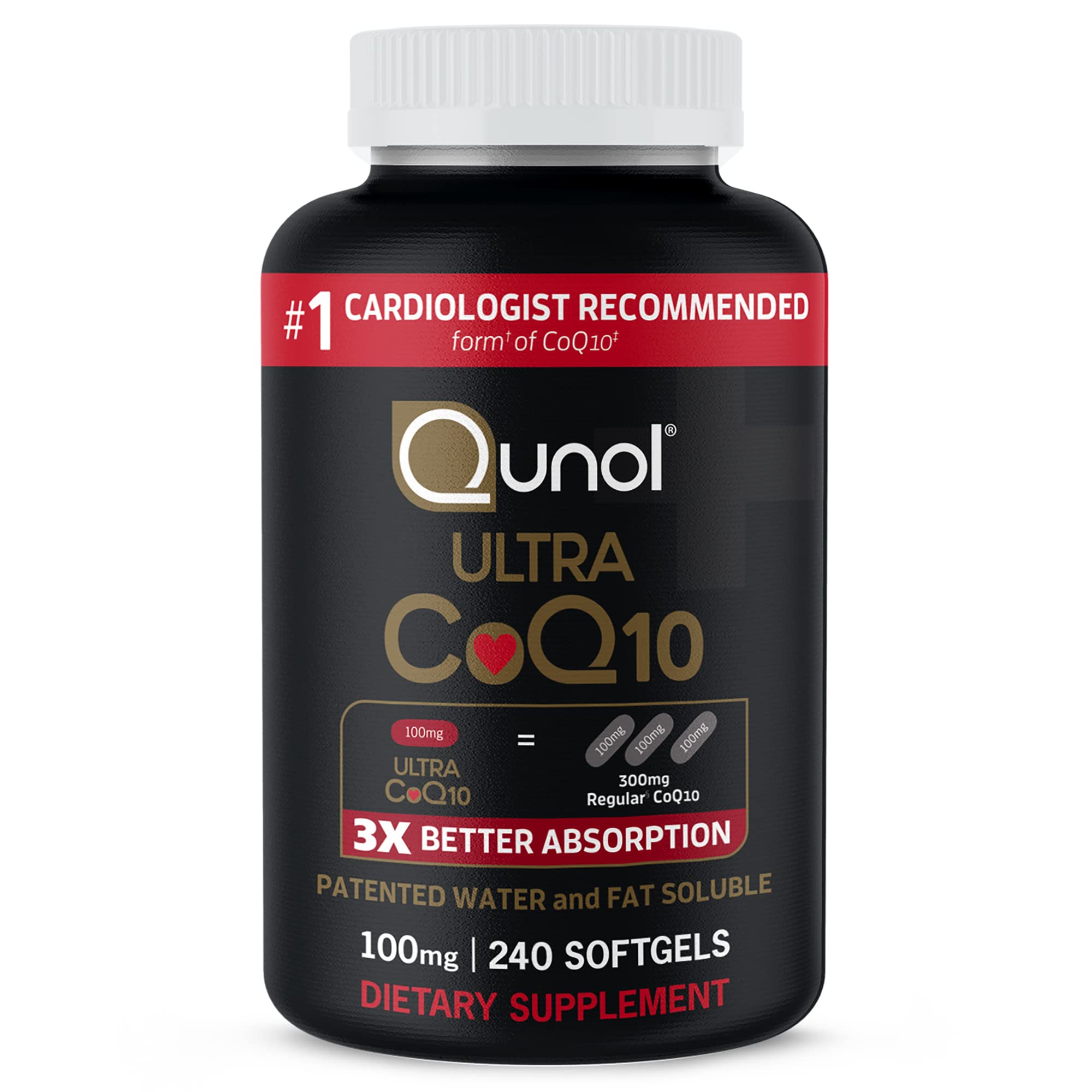 Qunol CoQ10 100mg Softgels Ultra 3X Better Absorption Coenzyme Q10 - Antioxidant QunolUS supplements