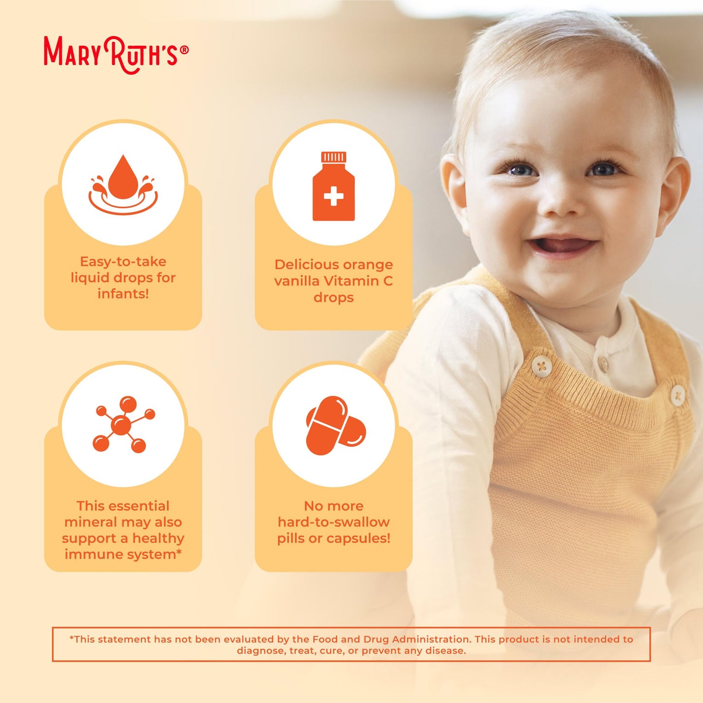 MaryRuth Organics Infant & Baby Vitamin C Supplement | USDA Organic Vitamin C Liquid Drops for Infants | Ages 6-12 Months | Immune Support | Overall Health | Vegan | Non-GMO | Gluten Free | 2 Fl Oz MARYRUTH'SUS supplements