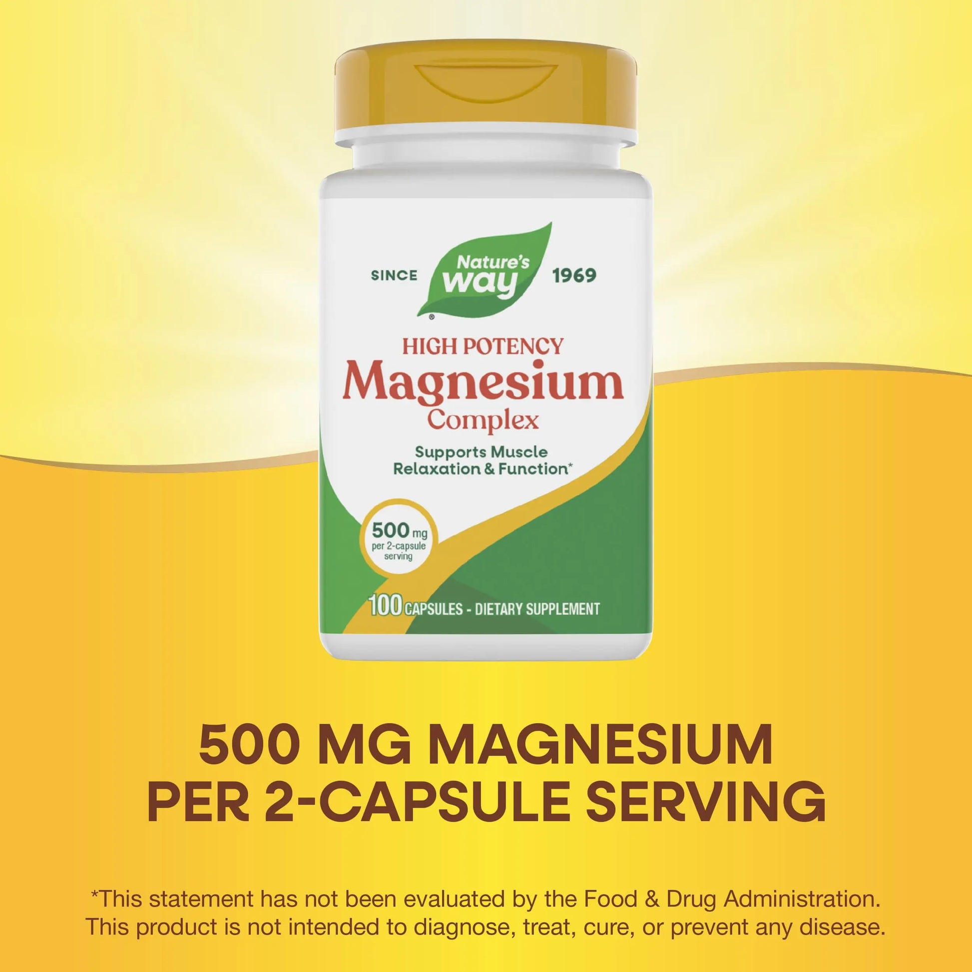 Nature's Way Magnesium Complex, Supports Muscle Relaxation*, Muscle Function*, Promotes a sense of Calm*, Magnesium Citrate and Oxide, 100 Capsules Nature's Waynz supplements