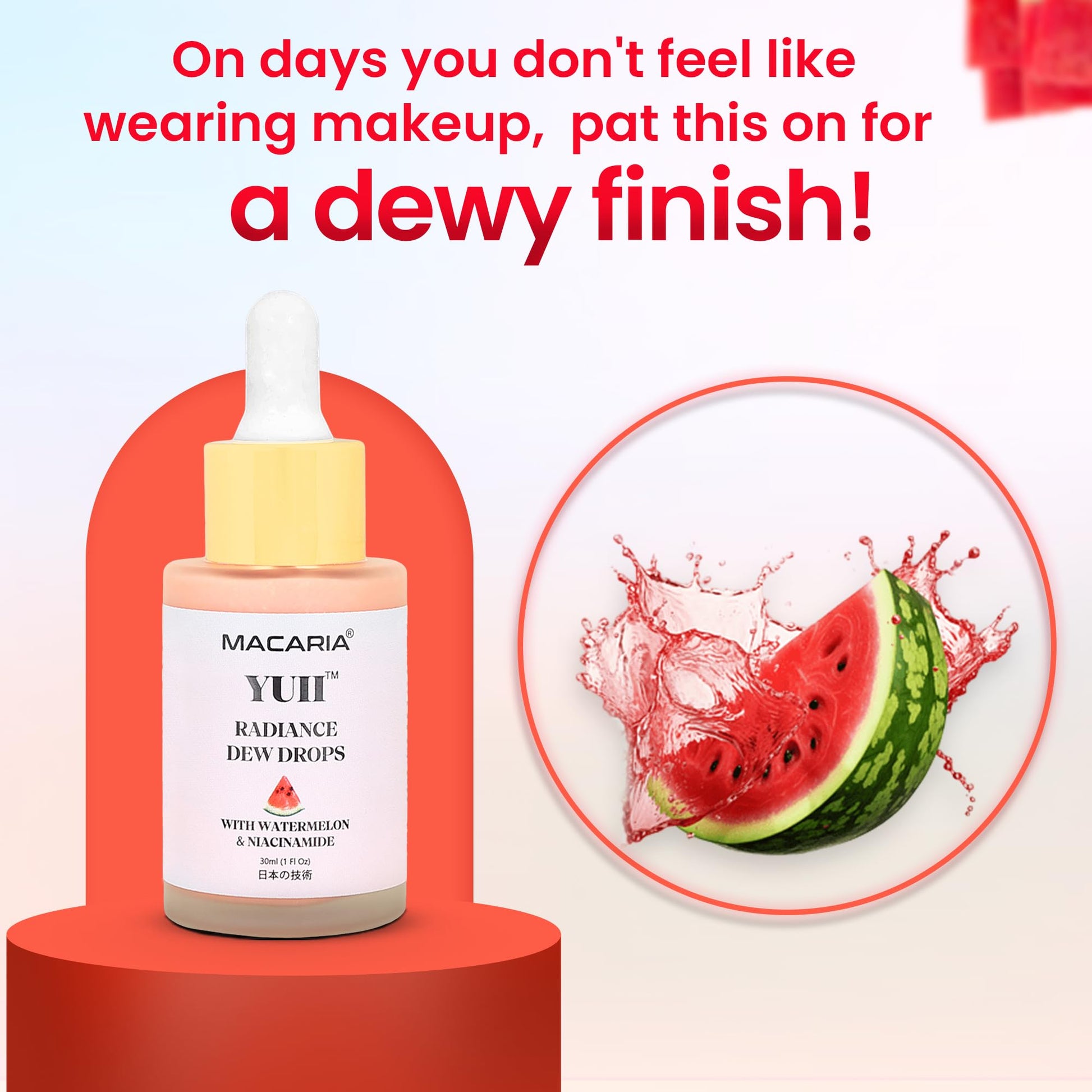 Yuii Niacinamide Serum Dew Drops - Face Moisturizer with Watermelon Fruit Extract - Glow Drops for Skincare and Makeup - Hydrating Formula for Radiant Skin - Pink Finish for Women & Girls MACARIAAu supplements