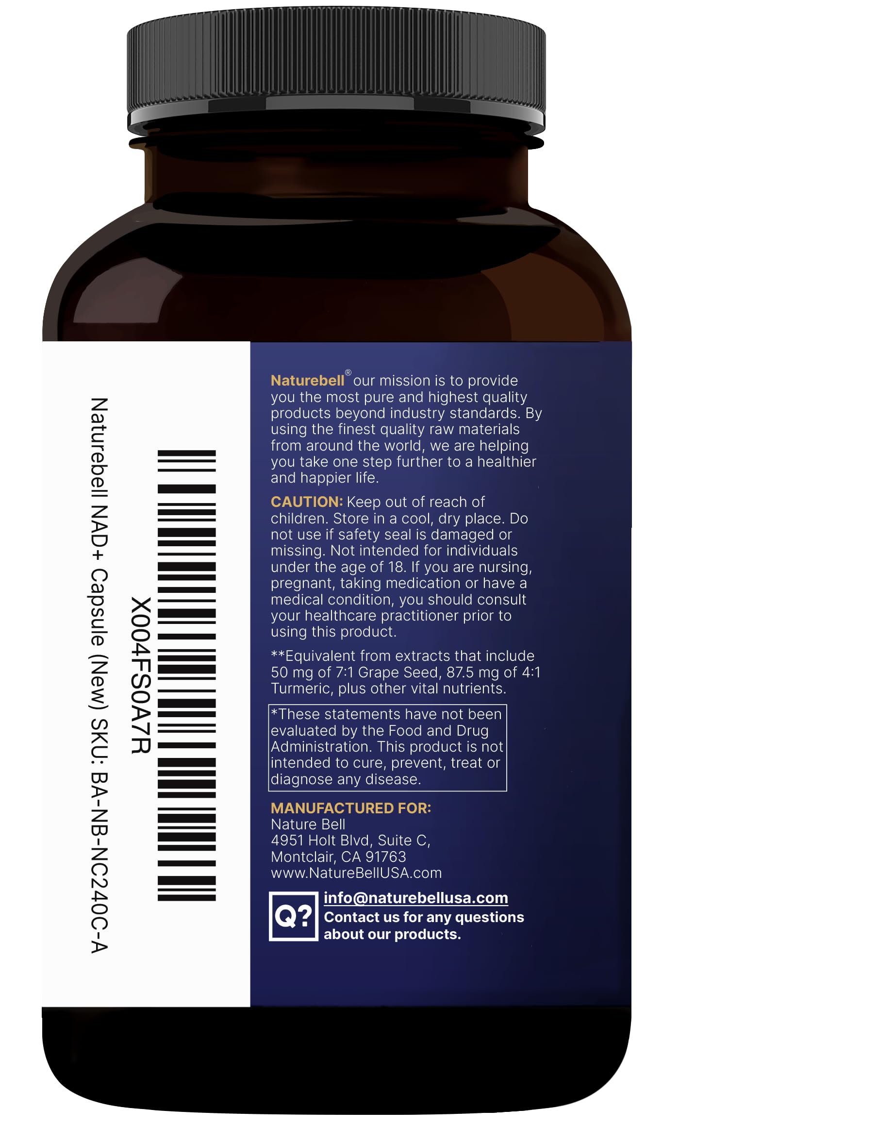 NatureBell NAD+ Complex 1,500mg Per Serving, 240 Veggie Capsules | NMN Supplement Alternative | NAD Plus Resveratrol, Hyaluronic Acid, Quercetin, Fisetin, Collagen, & More – Non-GMO NatureBellAu supplements