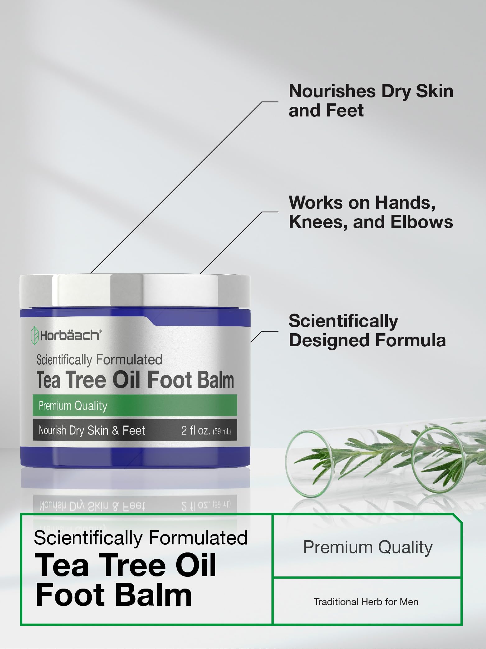 Tea Tree Oil Foot Balm | 2 oz | Moisturizes and Nourishes Dry Skin & Feet | Scientifically HorbäachUS supplements