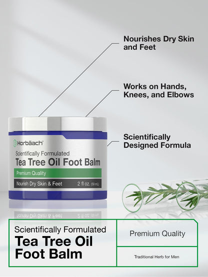 Tea Tree Oil Foot Balm | 2 oz | Moisturizes and Nourishes Dry Skin & Feet | Scientifically HorbäachUS supplements