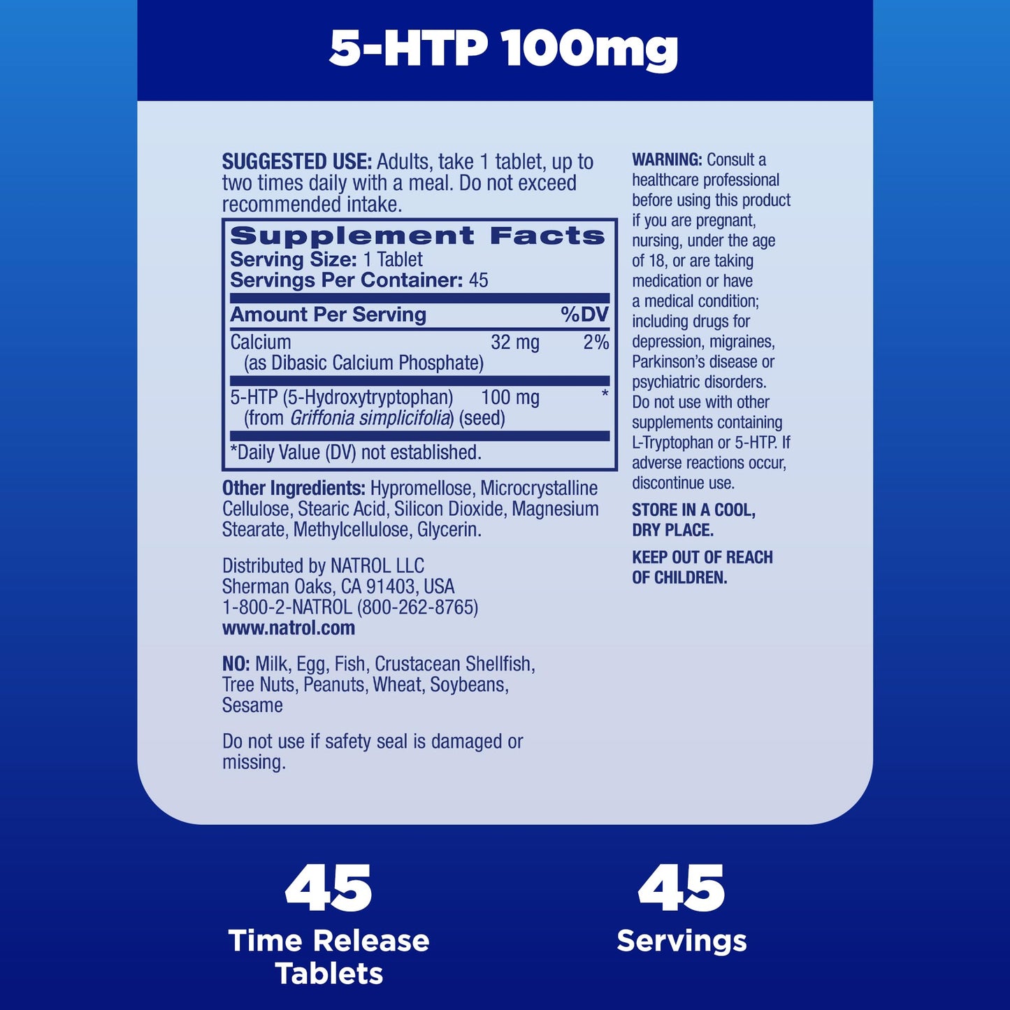 Natrol 5-HTP 100mg, Dietary Supplement Helps Support a Balanced Mood, 90 Time NatrolUS supplements