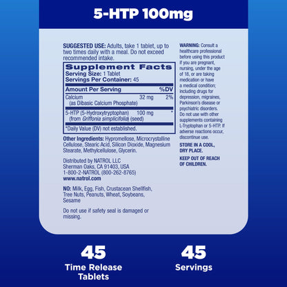 Natrol 5-HTP 100mg, Dietary Supplement Helps Support a Balanced Mood, 90 Time NatrolUS supplements