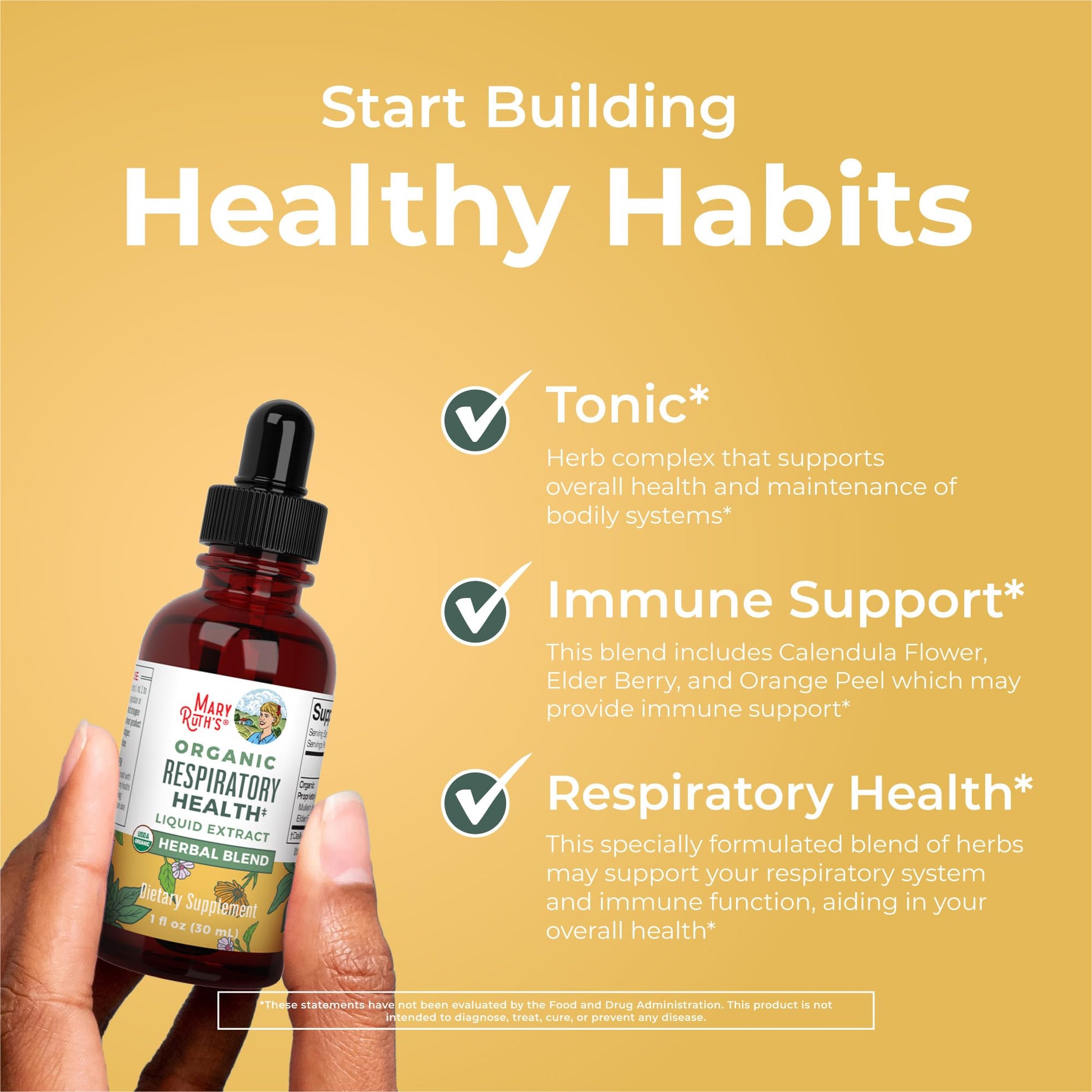 MaryRuth Organics USDA Organic Respiratory Health Liquid Drops with Mullein Leaf | Marshmallow Root & Elderberry | Mullein Drops for Lungs Herbal Blend | Immune Support Supplement | Vegan | 1 Fl Oz MARYRUTH'SUS supplements