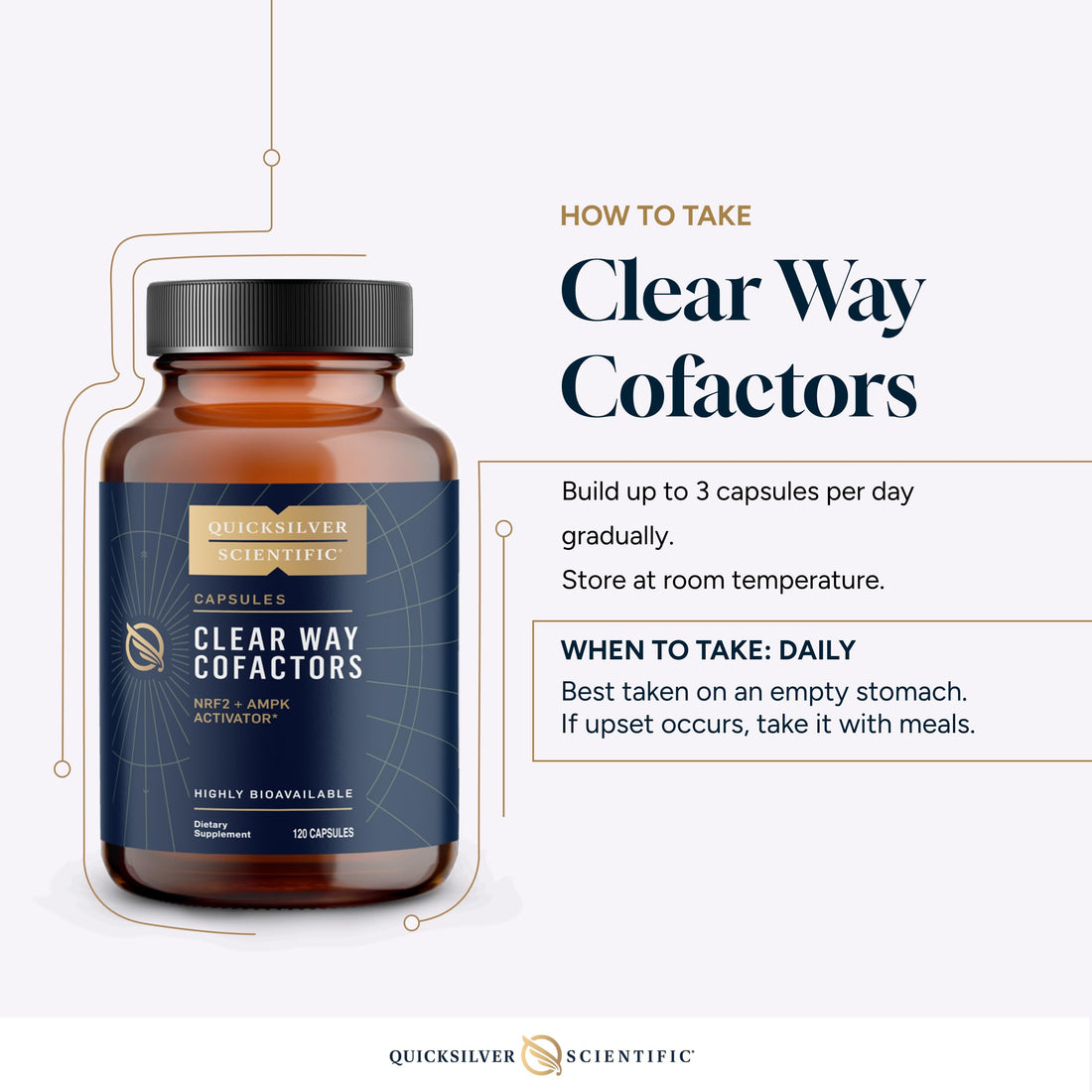 Quicksilver Scientific Clear Way Cofactors - Body Detox Cleanse Support with Vitamin B1, Dandelion Extract, Quercetin & Nattokinase Enzyme - Antioxidant Cleanse to Support Gut Health (120 Capsules) Quicksilver ScientificUS supplements