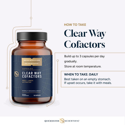 Quicksilver Scientific Clear Way Cofactors - Body Detox Cleanse Support with Vitamin B1, Dandelion Extract, Quercetin & Nattokinase Enzyme - Antioxidant Cleanse to Support Gut Health (120 Capsules) Quicksilver ScientificUS supplements