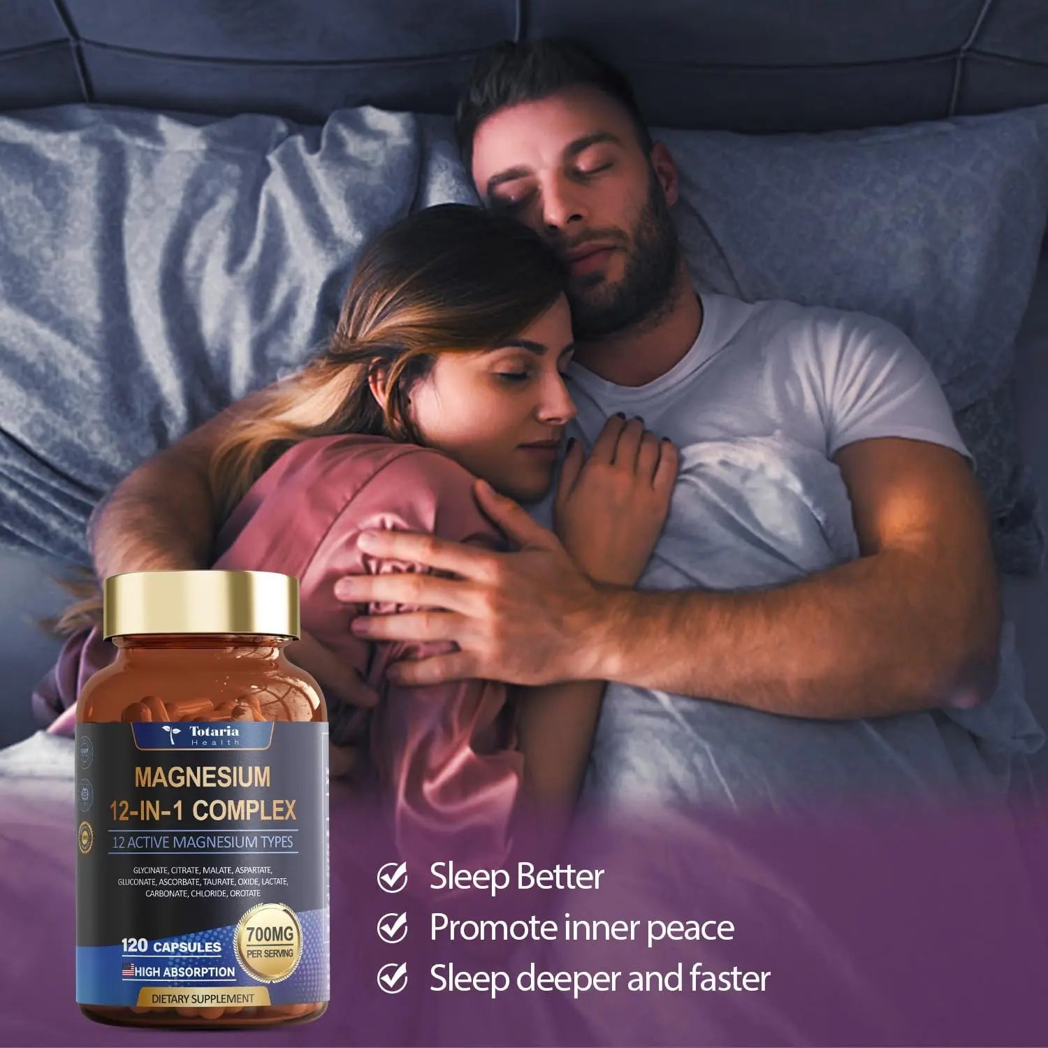 Totaria Magnesium Complex 700mg 12 in 1 Magnesium Supplement with Glycinate Citrate Malate Oxide Taurate Aspartate Orotate Magnesium Relaxation,Muscle,Heart Support, Vegan 120 Capsules Totarianz supplements