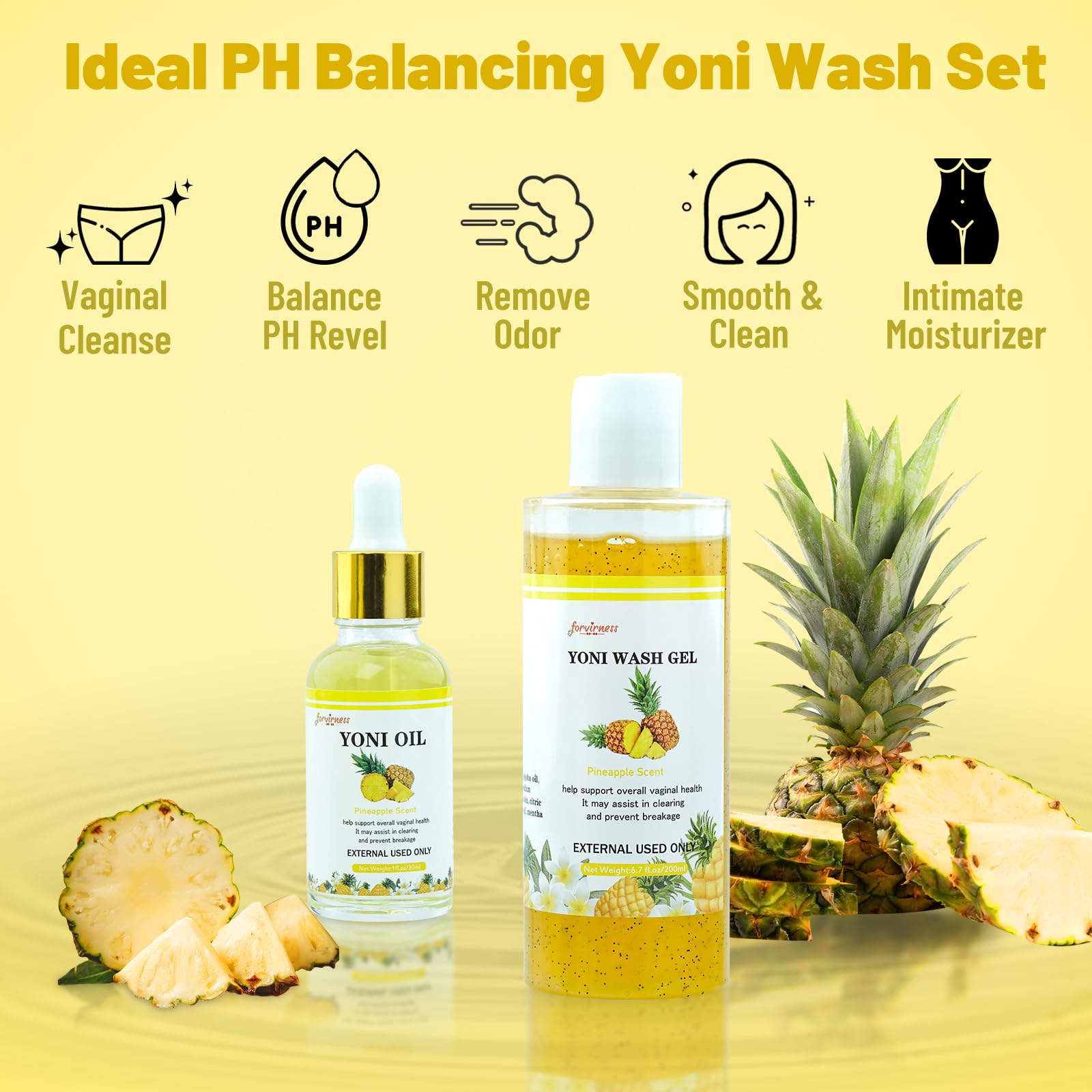 forvirness Natural Yoni Wash Yoni Oil Set, Cleanse - Remove Odor - ph Balance Feminine Wash forvirnessAu supplements