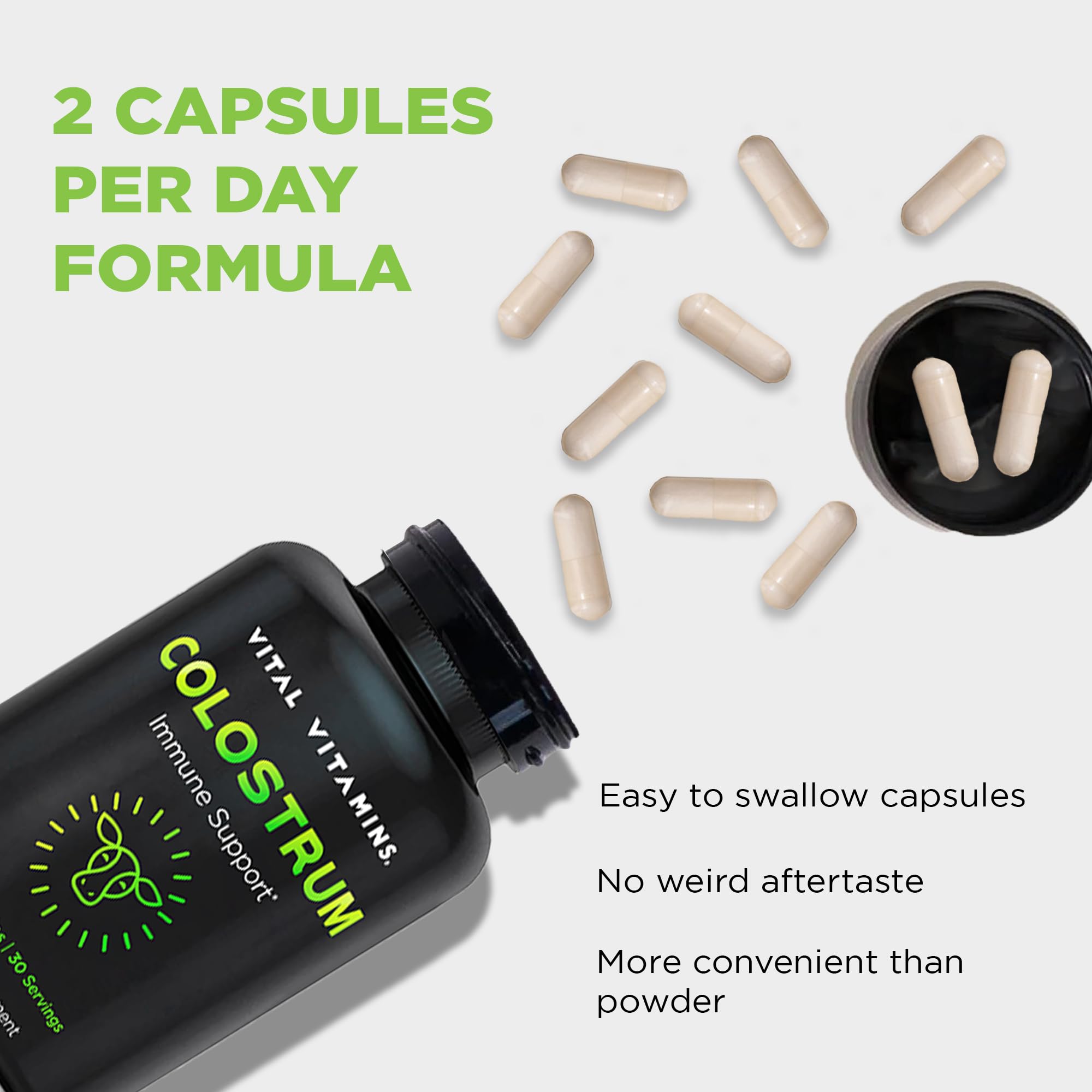 Vital Vitamins Colostrum Supplement - Vitamin C, Zinc, & Selenium - from First Milking - Standardized to Contain 10% IgG Immunoglobulins - Grass-Fed American Cows - 60 Capsules Vital VitaminsAu supplements