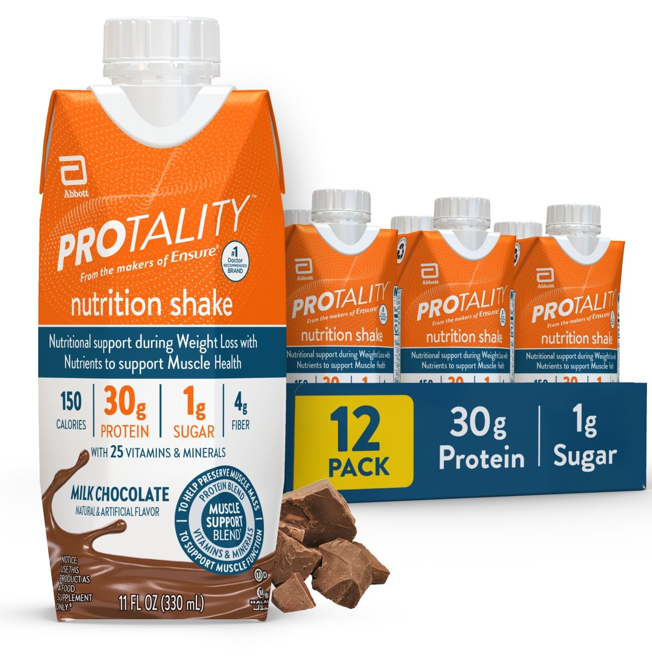 PROTALITY Milk Chocolate Nutrition Shake | 30g Protein, 1g Sugar | Nutrition Support During ProtalityAu supplements