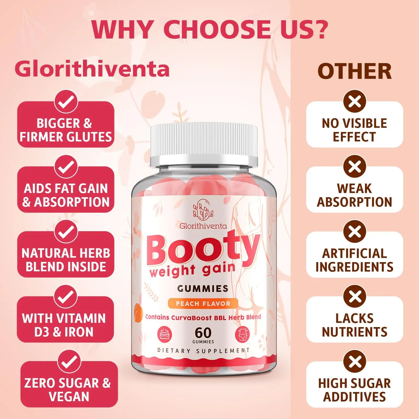 Glorithiventa Cholesterol & Booty Gummies Supplement Bundle - Plant Sterols & Stanols + CurvaBoost BBL Herb Blend & Creatine Monohydrate - Cholesterol Normal Level, Booty, Curves & Energy Glorithiventanz supplements