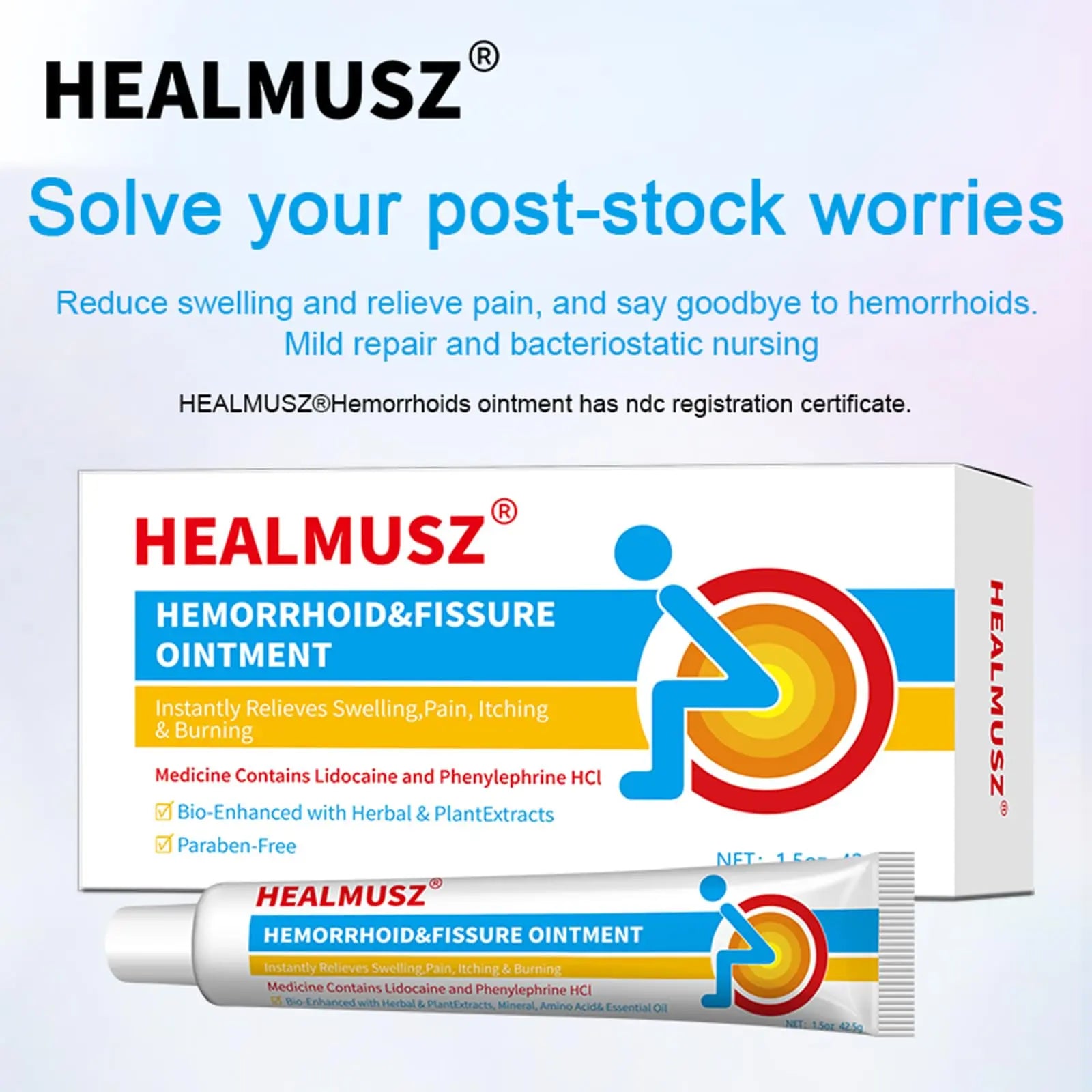 HEALMUSZ Hemorrhoid Fissure Ointment 1.5oz,Fast Relief for Pain, Swelling, Discomfort & Itching,Formulated with 4% Lidocaine and Phenylephrine HCI HEALMUSZAu supplements