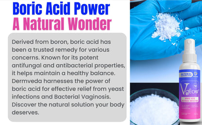 Dermveda Boric Acid BV Relief for Women - Natural Yeast Infection, Odor, Itch Relief Solution - Treats Yeast Infection Symptoms with Effective Boric Acid Formula. DermvedaUS supplements
