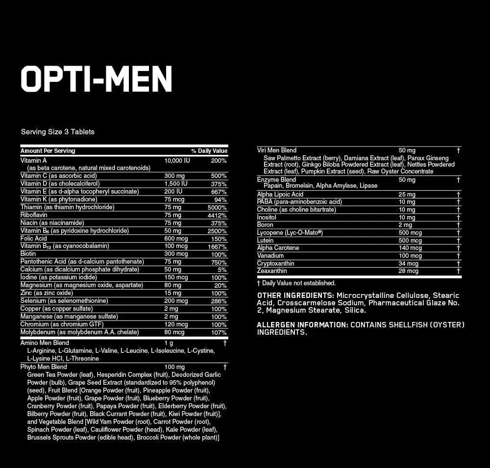 Optimum Nutrition Opti-Men Daily Multivitamin Supplement, 90 Count Optimum NutritionAu supplements