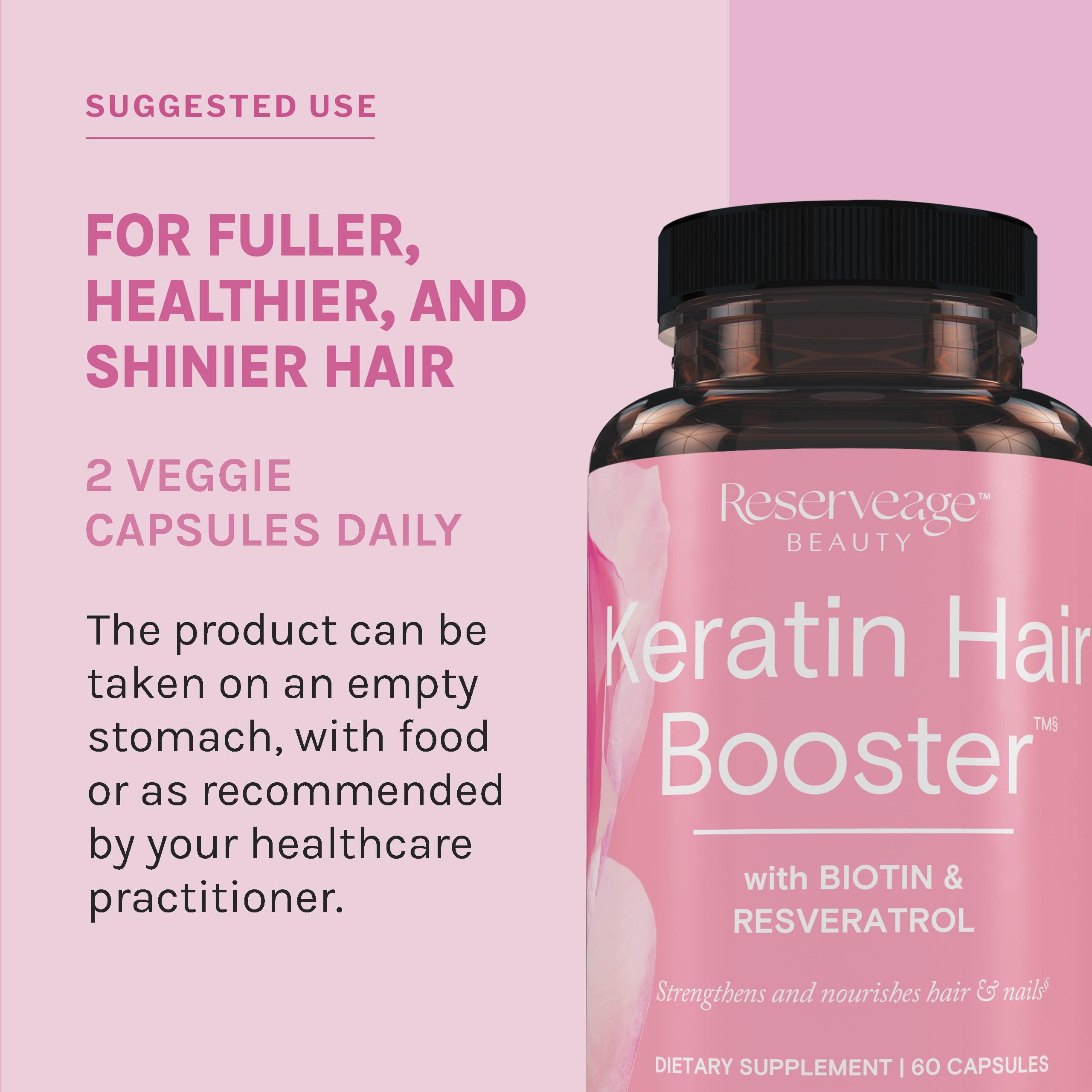 Reserveage Ultra Collagen Booster & Keratin Hair Booster - Features Dermaval, Biotin & Resveratrol - Support Hair & Skin - 60 Ultra Collagen Capsules, 60 Keratin Capsules Reserveage NutritionAu supplements