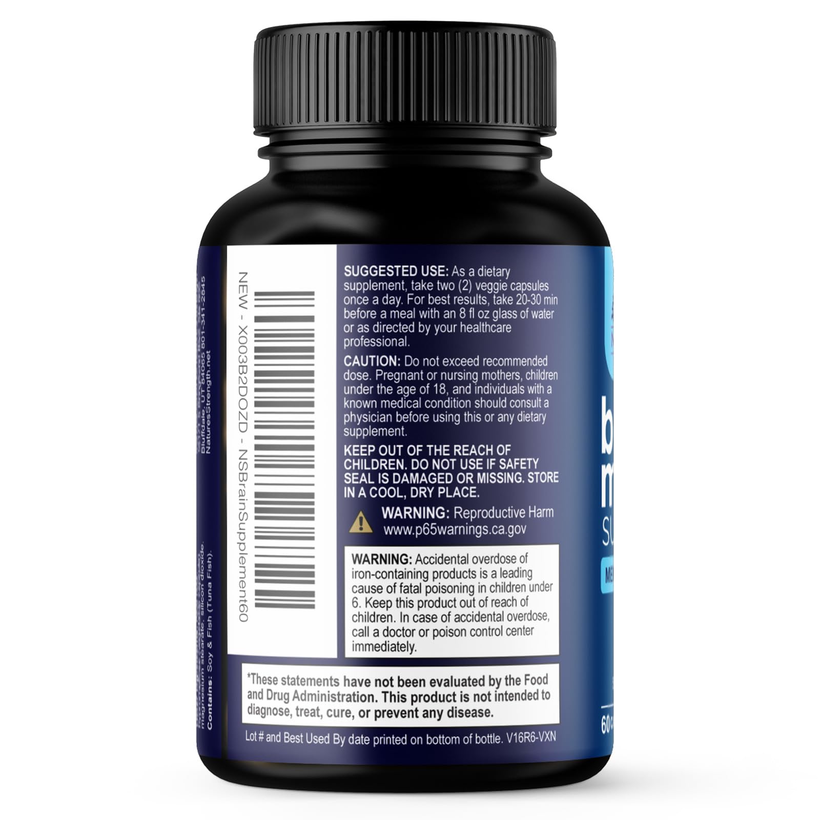 Brain Memory Supplement Pills - 3X Strength Nootropics for Concentration, Clarity & Focus Support - Brain Health Cognitive Vitamins with Bacopa, Phosphatidylserine & DMAE, Brain Booster - 60 Capsules Nature's StrengthAu supplements