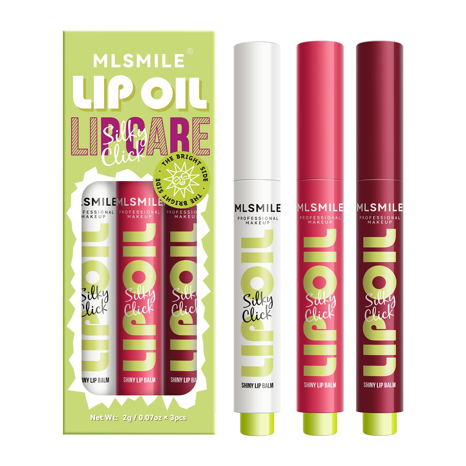 MLSMILE 3 Colors Fat Lip Oil Click Slick,Press Lipstick Set,Moisturizing Lip Balm,High Pigment Glow Lip Oil,Long-lasting,Pigmented Vegan,Lightweight and Glossy Lip Plumper with Coconut Oil-Set A MLSMILEAu supplements