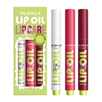 MLSMILE 3 Colors Fat Lip Oil Click Slick,Press Lipstick Set,Moisturizing Lip Balm,High Pigment Glow Lip Oil,Long-lasting,Pigmented Vegan,Lightweight and Glossy Lip Plumper with Coconut Oil-Set A MLSMILEAu supplements