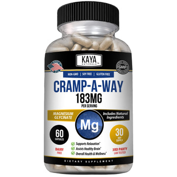 Kaya Naturals Cramp-A-Way Magnesium Glycinate 183mg (60 Count (Pack of 1) Kaya NaturalsAu supplements