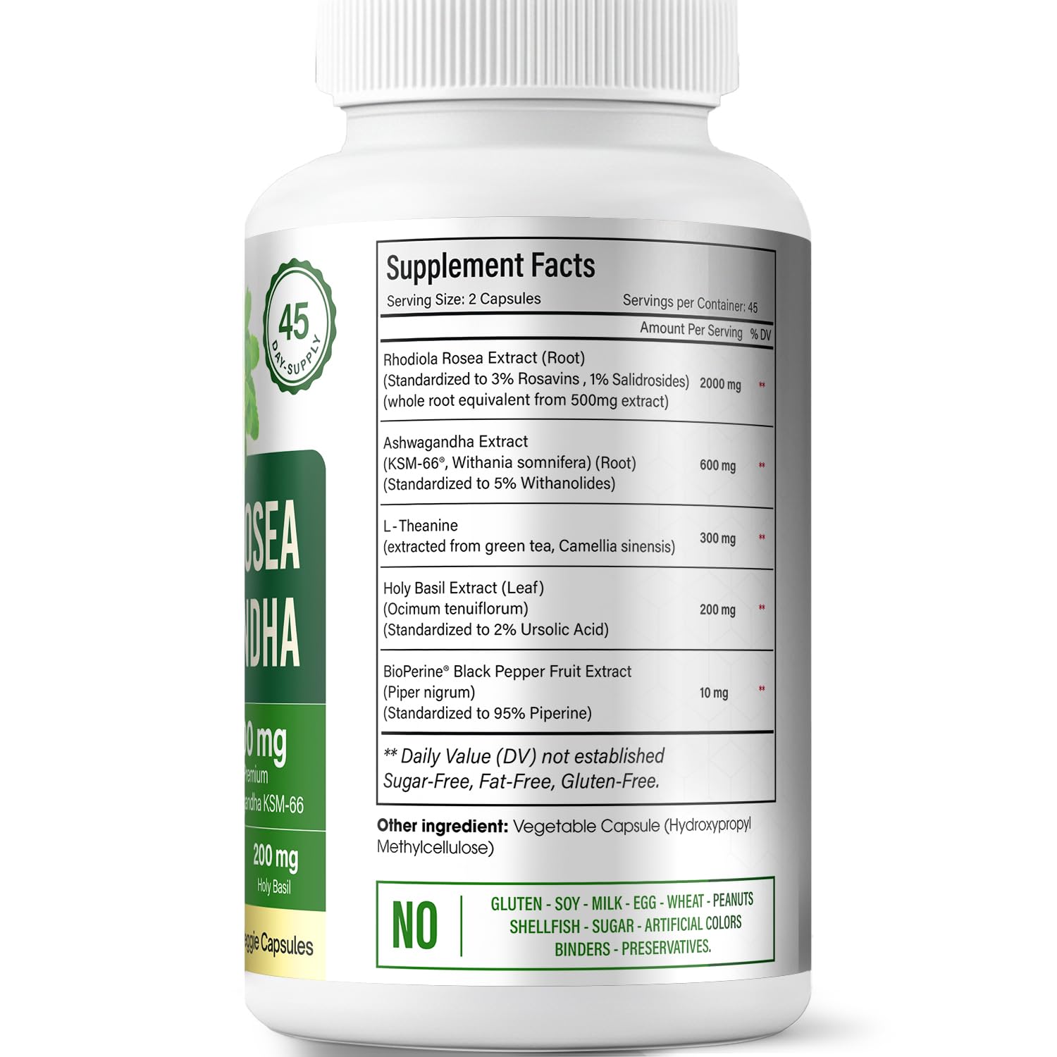 FloraBliss Rhodiola Rosea with Ashwagandha KSM-66, L-Theanine, Holy Basil & Black Pepper - 90 High Potency Vegan Capsules - 45-Day Supply FloraBlissAu supplements