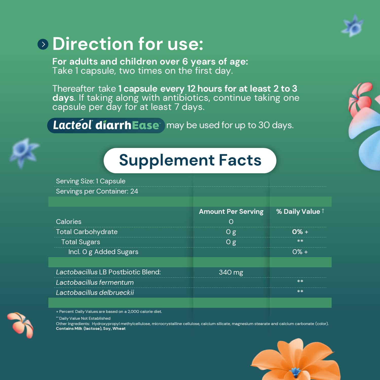 Lactéol diarrhEase- a Safe, Drug Free and clinically Tested postbiotic Strain That Helps soothes Occasional Digestive Upset and Shortens The Duration of Occasional Diarrhea, 24 Count LactéolAu supplements