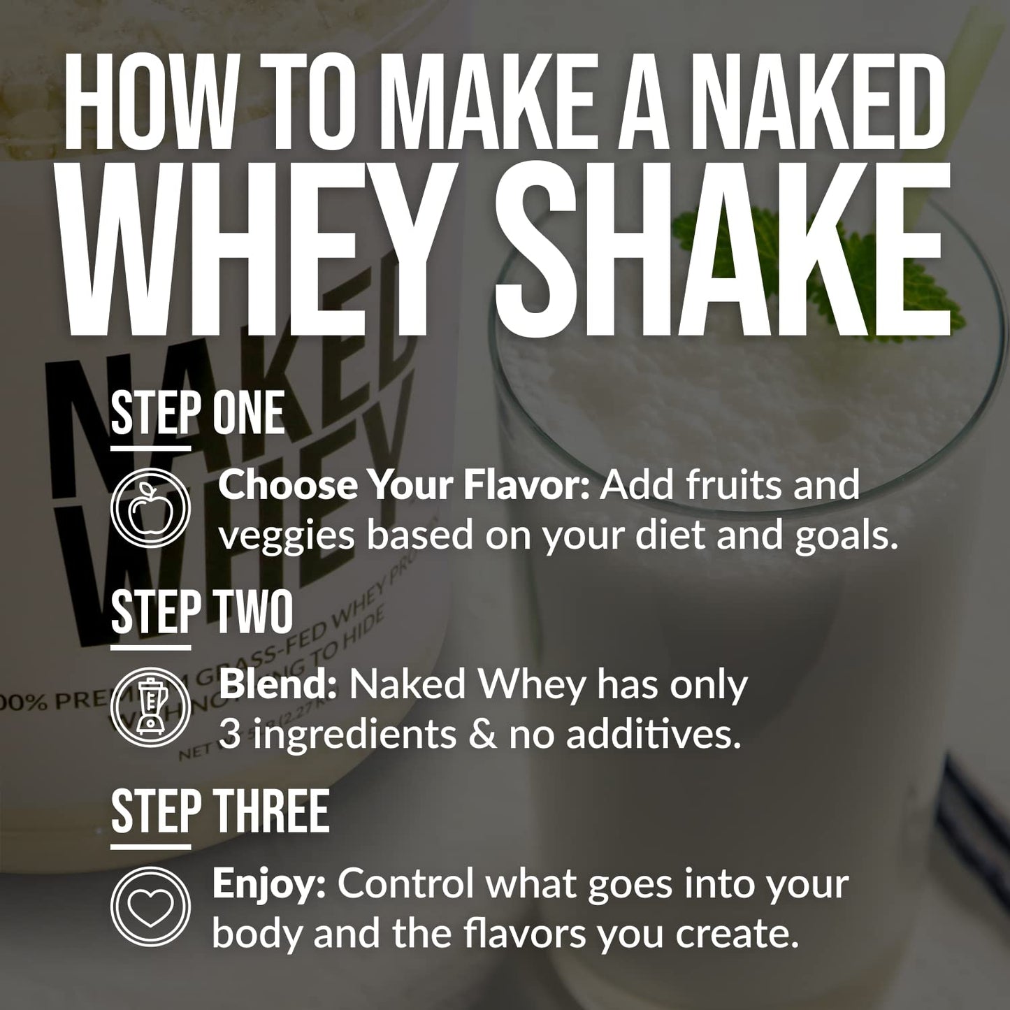 NAKED Nutrition Whey Vanilla Protein - All Natural Grass Fed Whey Protein Powder NAKEDUS supplements
