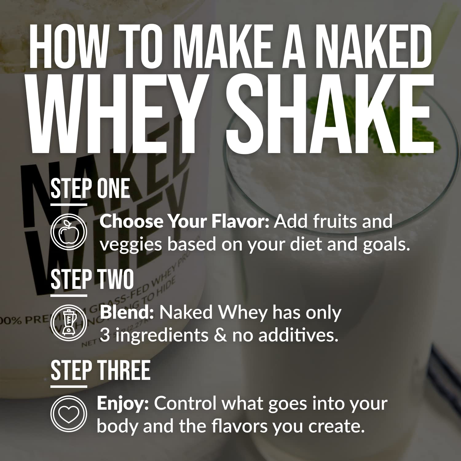 NAKED Nutrition Whey Vanilla Protein - All Natural Grass Fed Whey Protein Powder NAKEDUS supplements