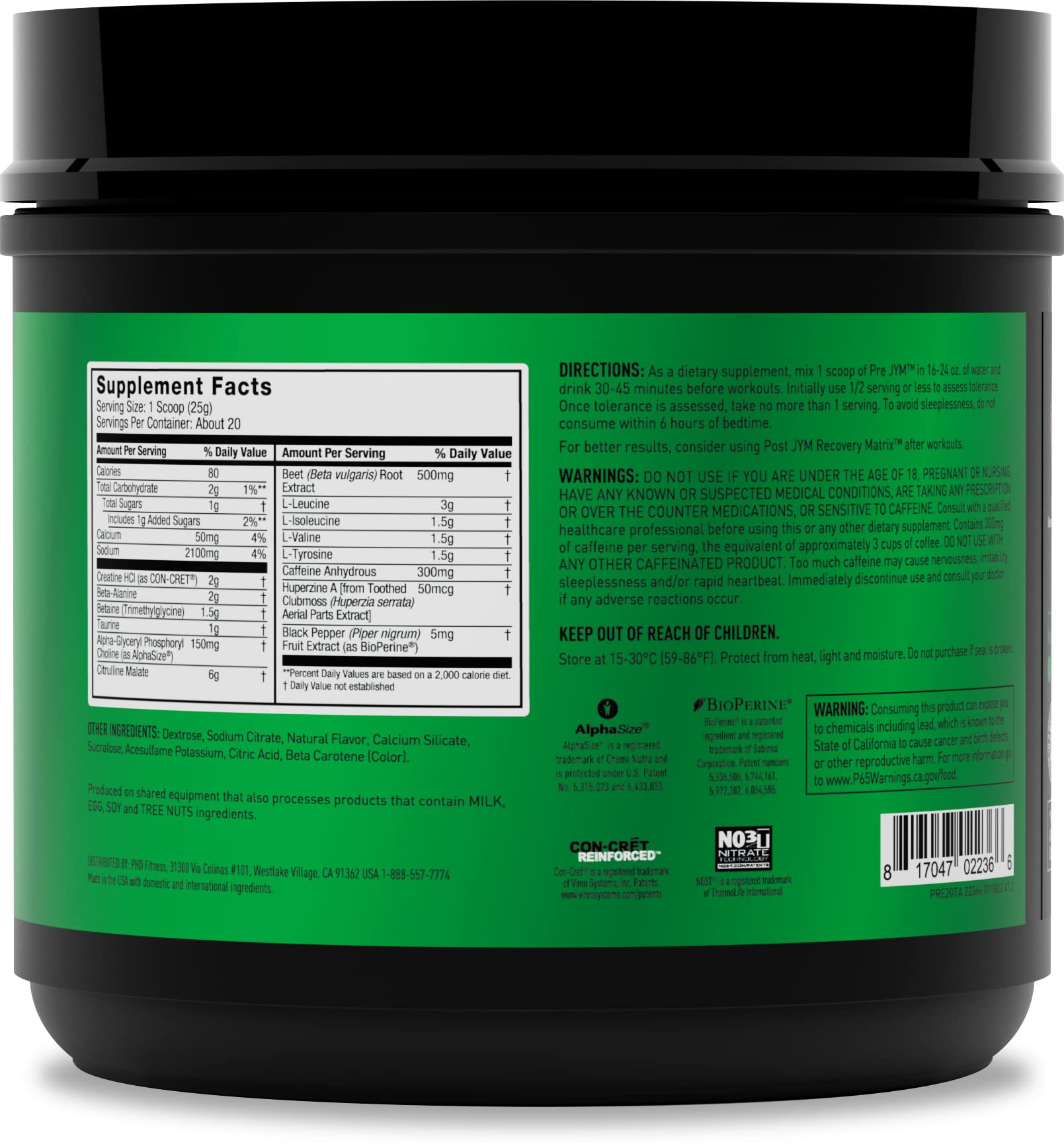 PRE JYM 20 Servings - Tangerine JYM Supplement ScienceAu supplements