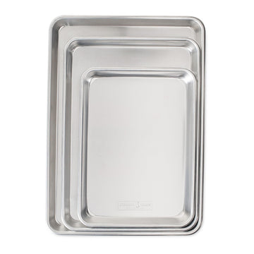 Nordic Ware Naturals 3 Piece Set - USA Made Aluminum Commercial Quality Sheet Pan for Baking or Roasting, Encapsulated Galvanized Steel Rim Prevents Warping; Half Sheet, Jelly Roll and Quarter Sheet Nordic WareAu supplements
