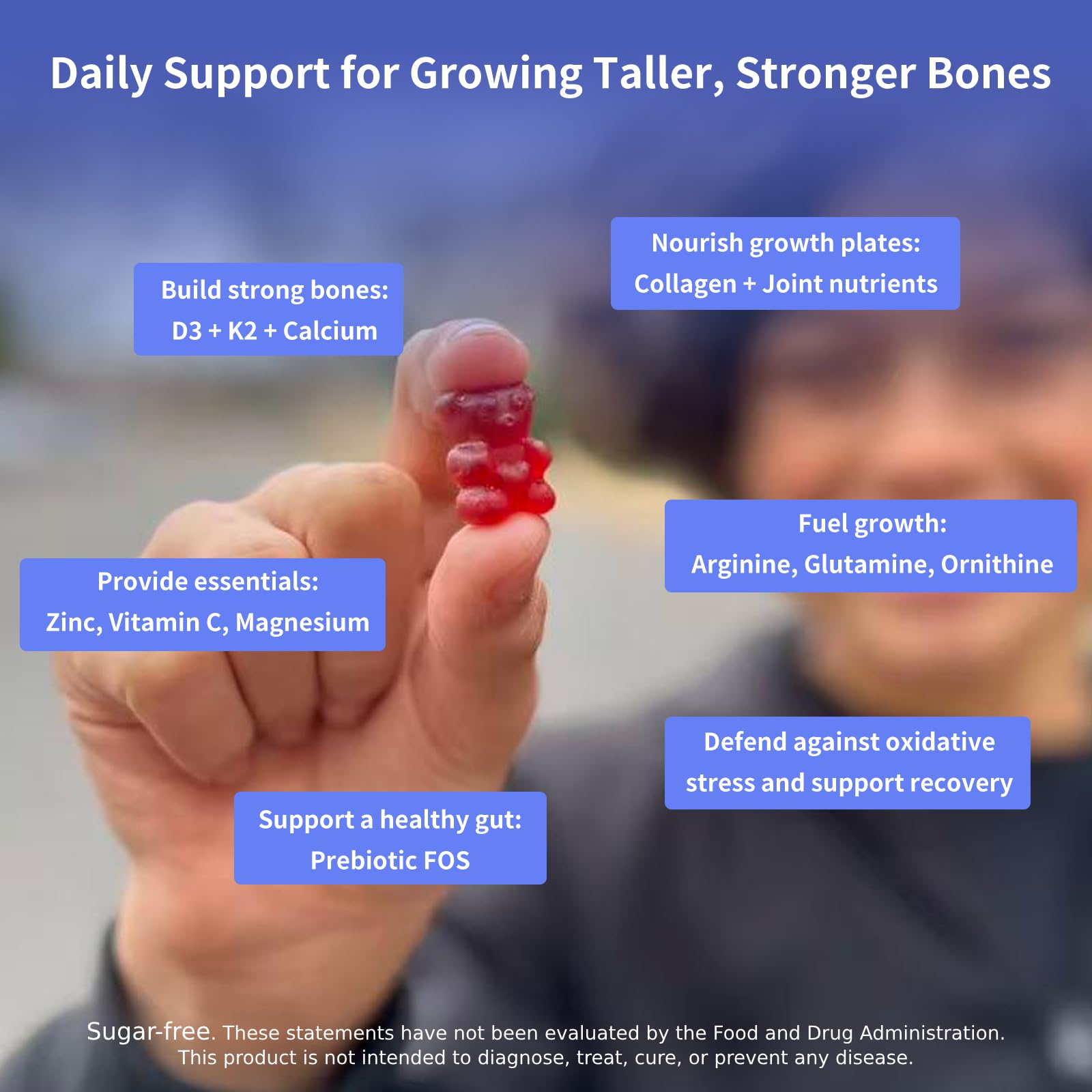 Height Growth Gummies for Kids & Teens – Sugar Free – Calcium, Prebiotic FOS, Magnesium, Vitamin D3, K2, Zinc, Ashwagandha – Bone Strength, Gut Health & Height Support Multivitamin – Strawberry Flavor CheeryLeafAu supplements